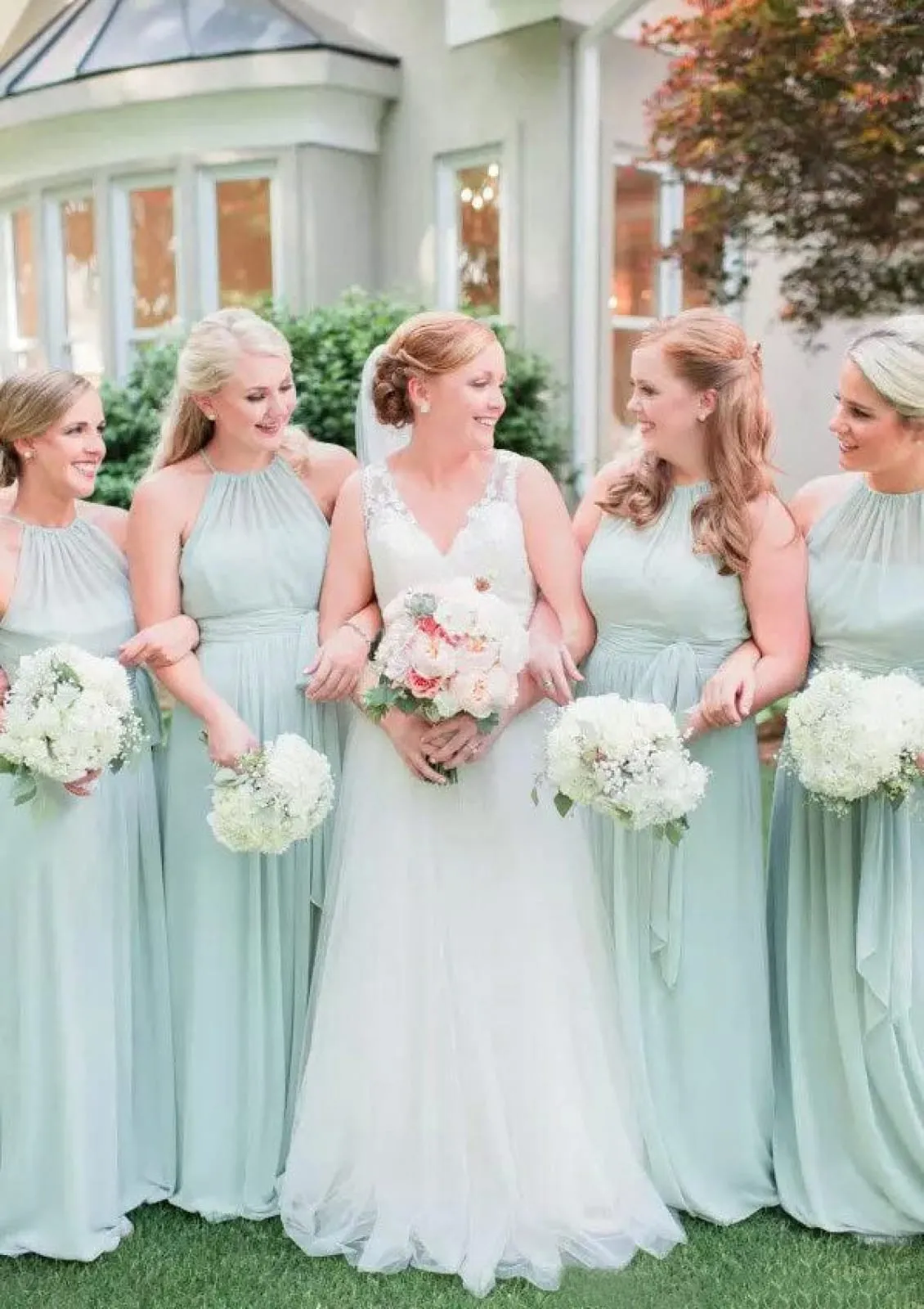 Sleeveless A-Line Halter Neck Floor-Length Chiffon Wedding Party Bridesmaid Dress
