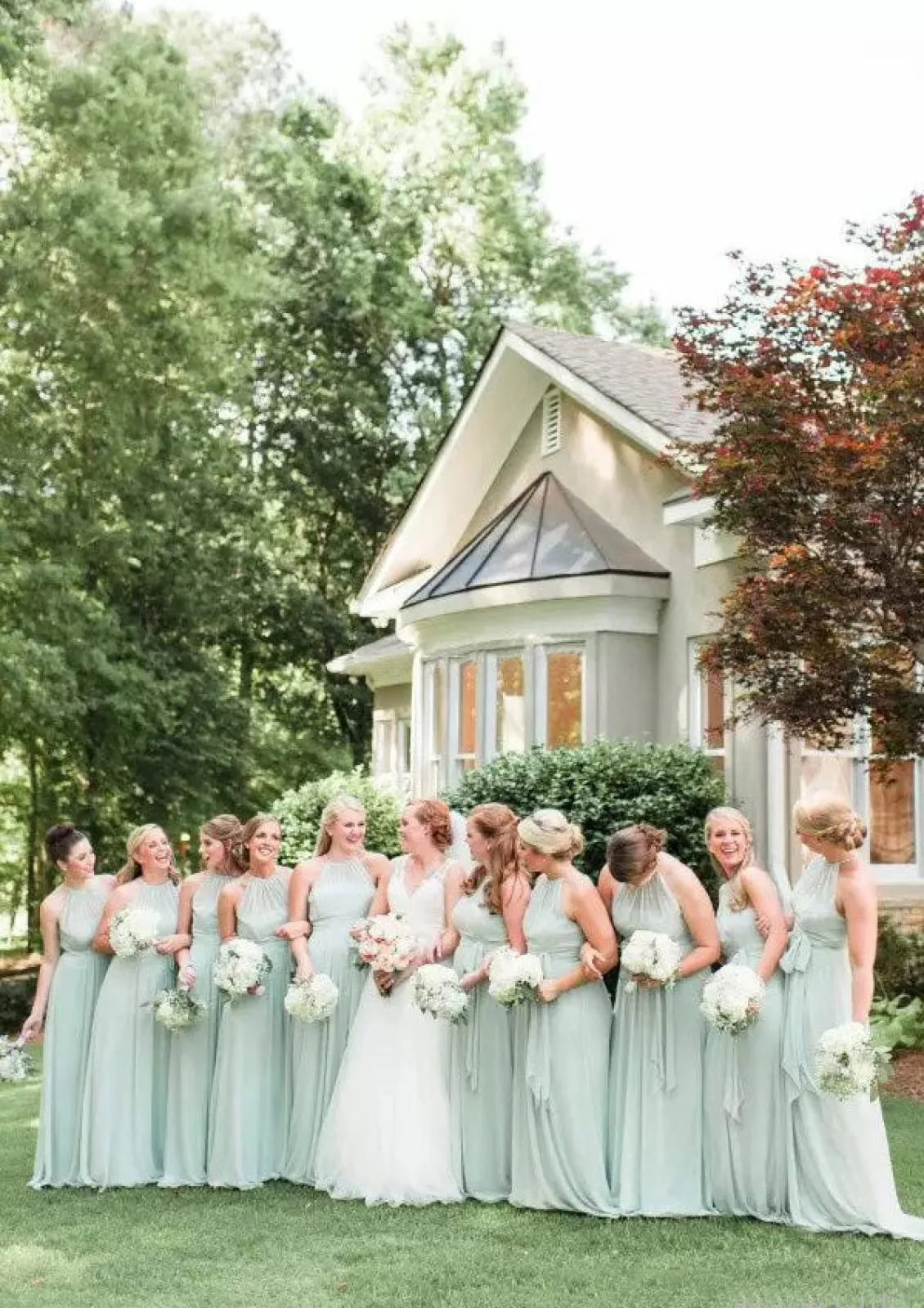 Sleeveless A-Line Halter Neck Floor-Length Chiffon Wedding Party Bridesmaid Dress