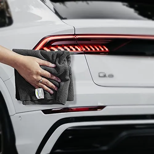 SOFTSPUN Microfiber Cloth - 4 pcs - 40x40 cms - 340 GSM Grey- Thick Lint & Streak-Free Multipurpose Cloths - Automotive Microfibre Towels for Car Bike Cleaning Polishing Washing & Detailing
