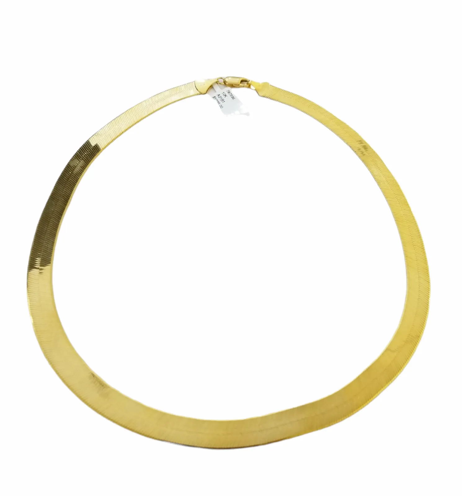 Solid 10k Yellow Gold Herring Bone 9mm 20" Chain Necklace  Lobster lock REAL
