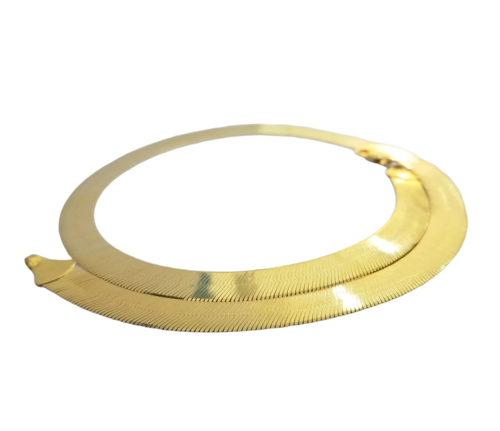 Solid 10k Yellow Gold Herring Bone 9mm 20" Chain Necklace  Lobster lock REAL