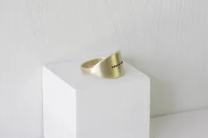 Solid Gold Wide Band Set With 10 tiny Sapphires
