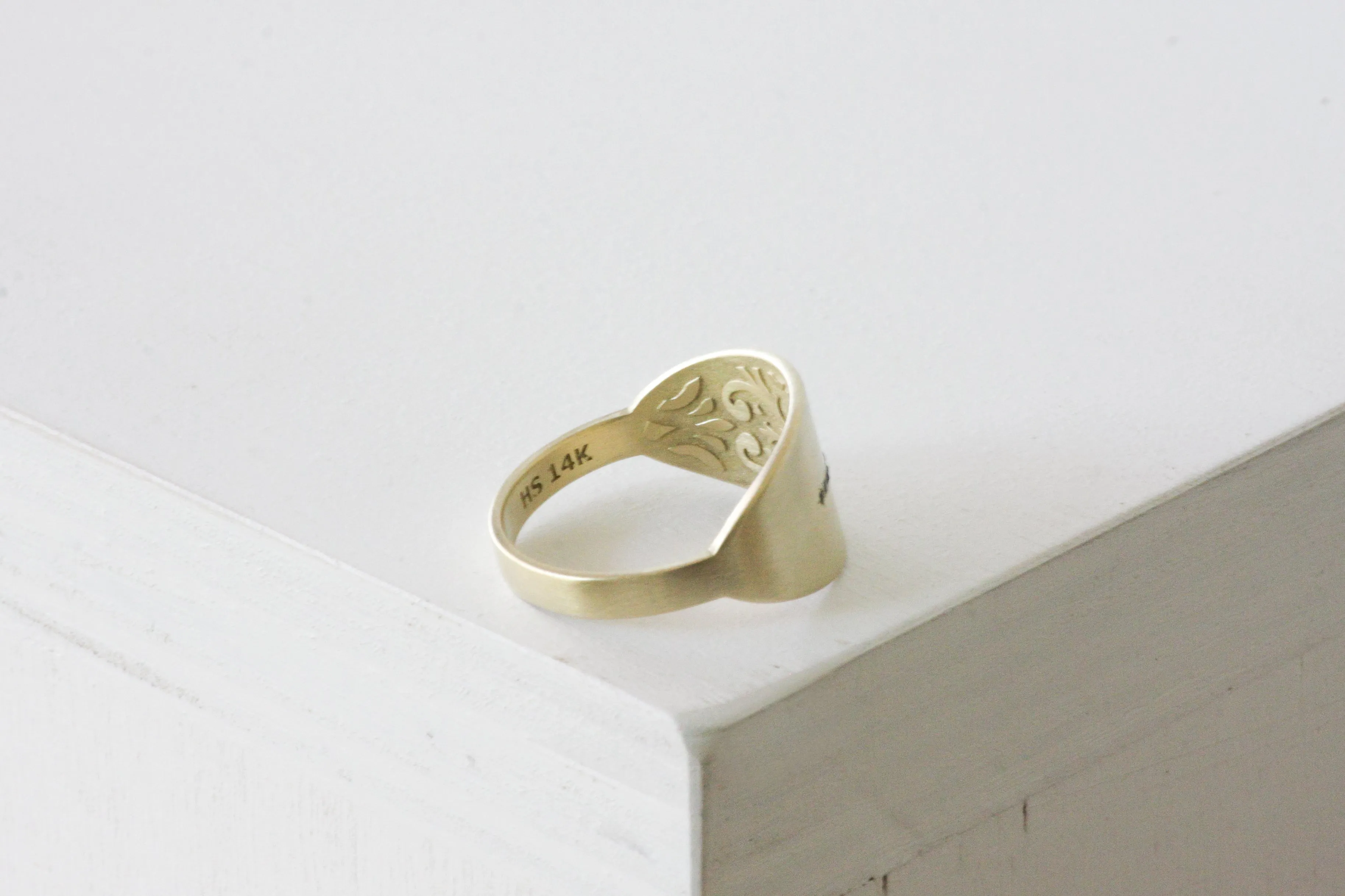 Solid Gold Wide Band Set With 10 tiny Sapphires