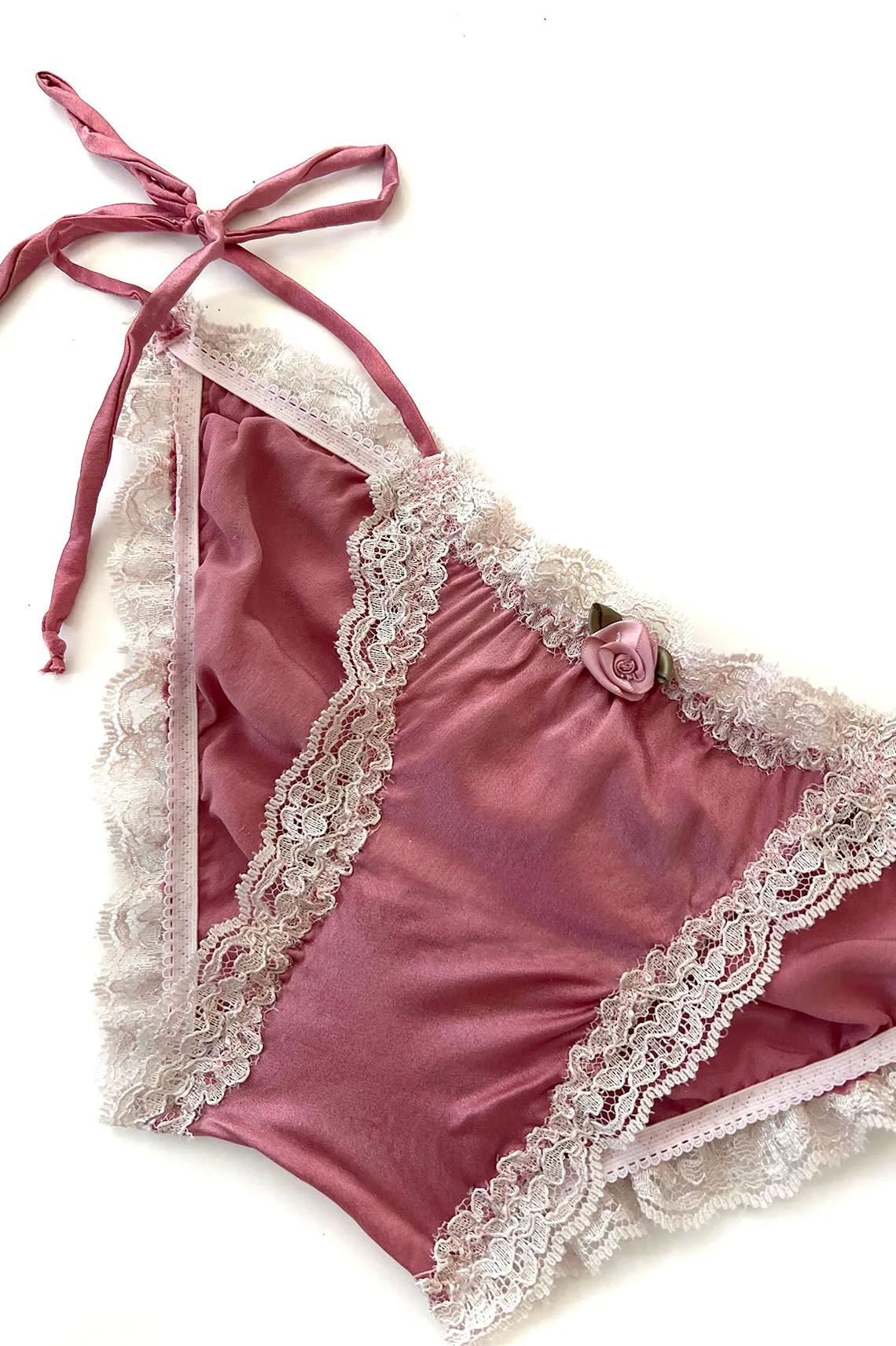 Sonnet Tie Panty in Rose Silk Charmeuse