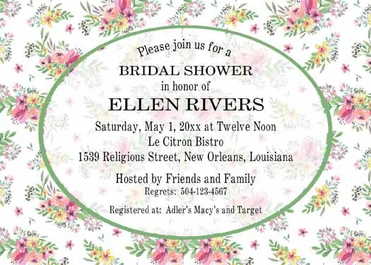 SPRING FLORAL BACKGROUND CUSTOM INVITATION