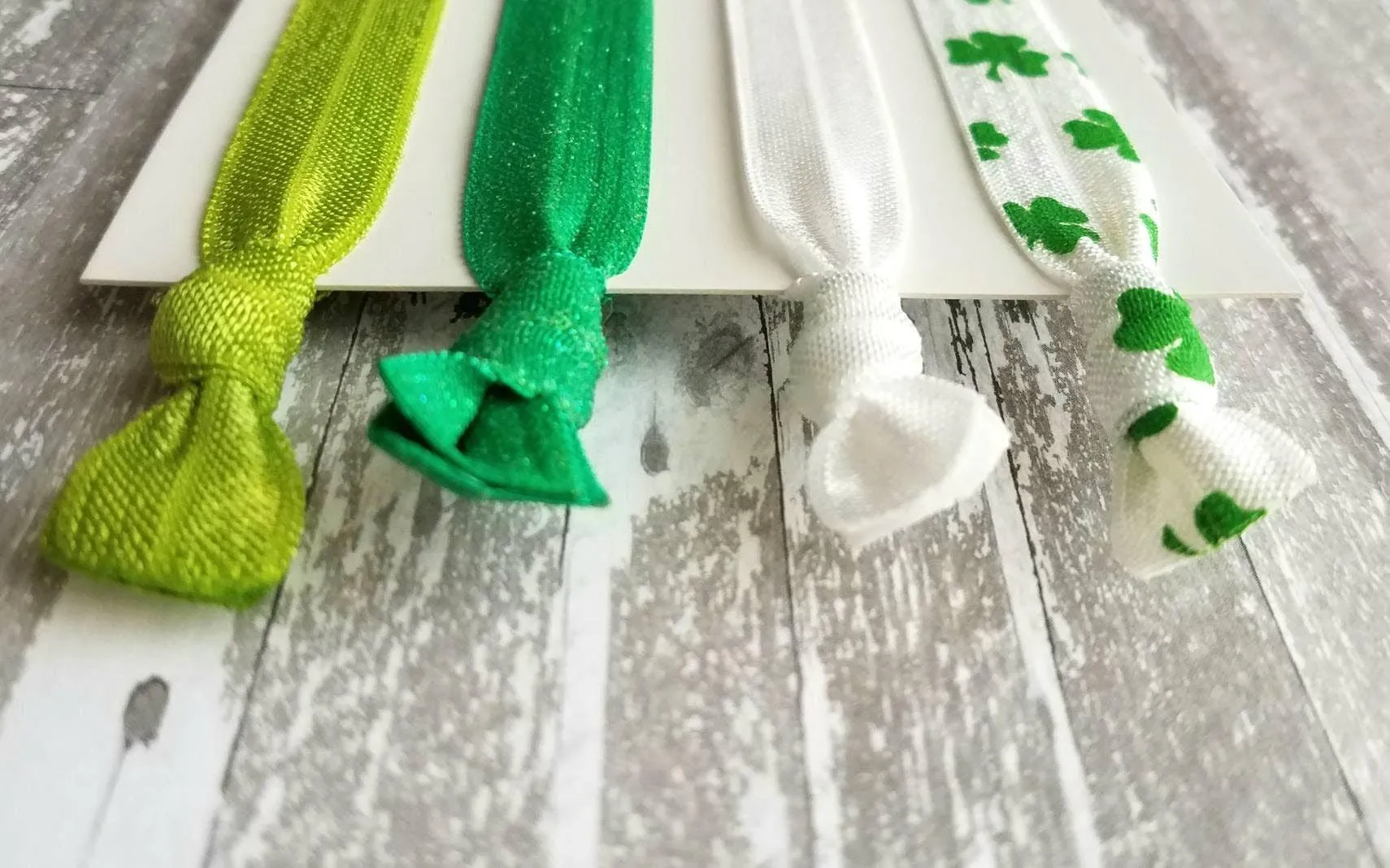 St Patrick's Day Accessory Set, shamrock hair tie, clover elastic band, St Patty's Day hair ribbon, girl hair band, shamrock ponytail holder
