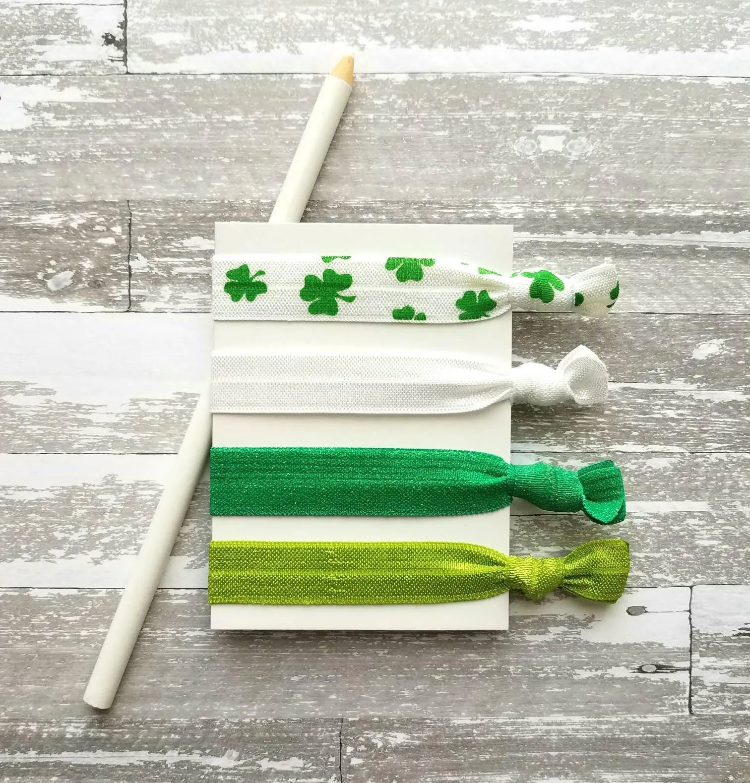 St Patrick's Day Accessory Set, shamrock hair tie, clover elastic band, St Patty's Day hair ribbon, girl hair band, shamrock ponytail holder