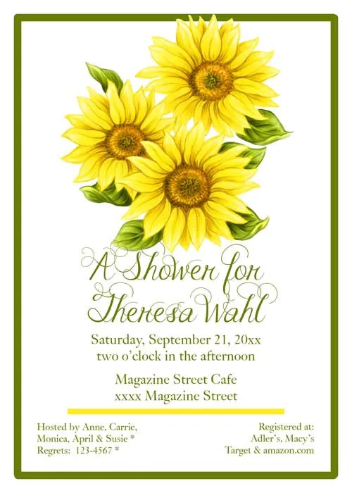 SUNFLOWERS CUSTOM INVITATION