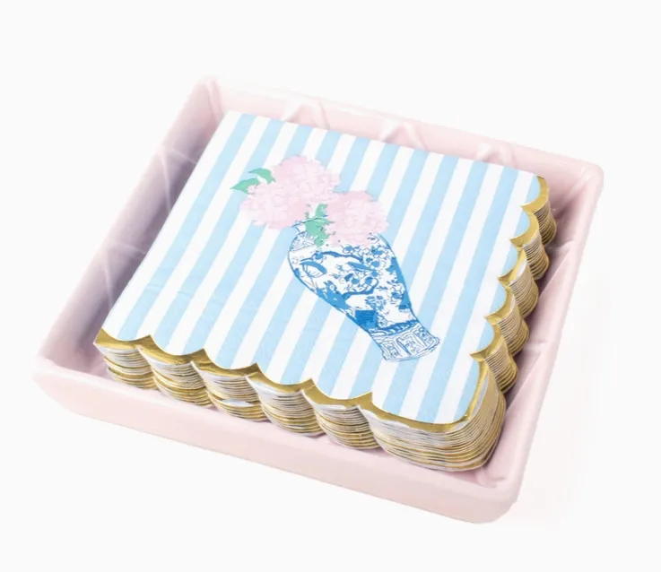 Textured Beverage Napkin Tray - Pink