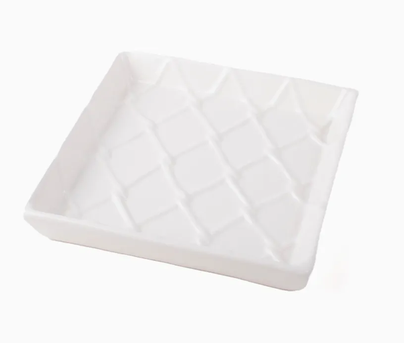 Textured Beverage Napkin Tray - White