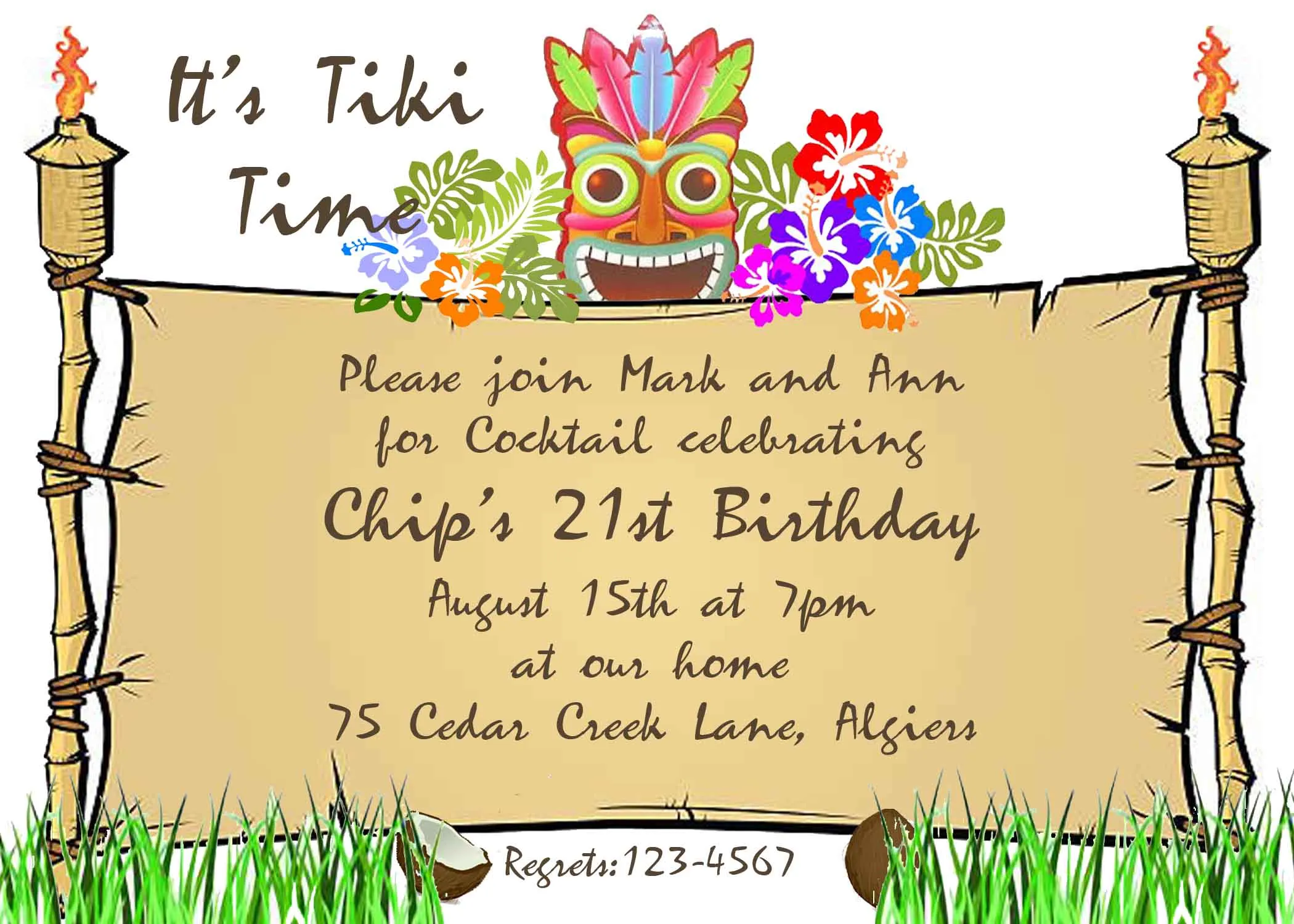 TIKI TIME CUSTOM INVITATION