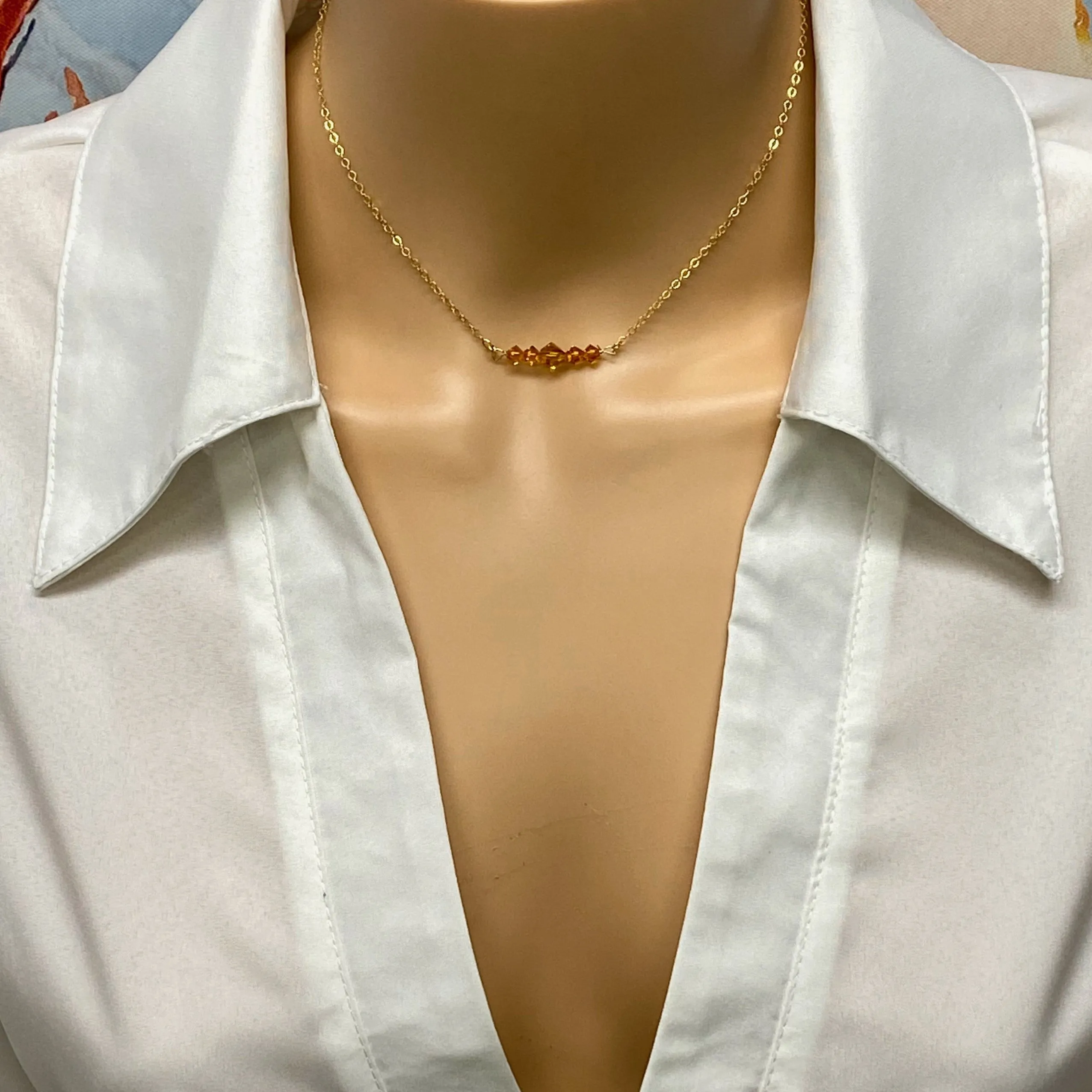 Topaz Crystal  Bar Necklace