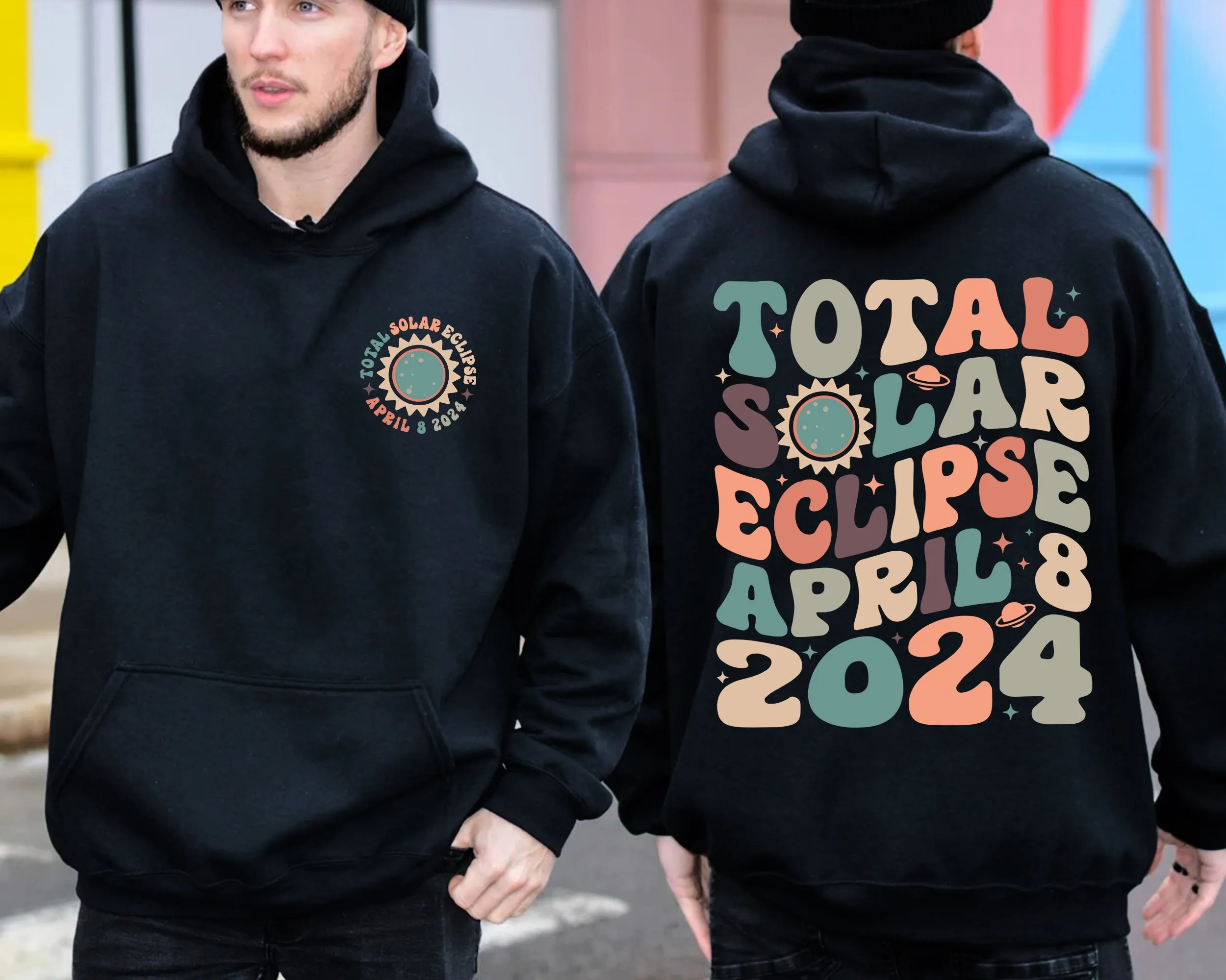 Total Solar Eclipse 2024 Hoodie, Double-Sided Crewneck, April 8th 2024 Shirt, Celestial Shirt, Gift for Eclipse Lover, Eclipse Event 2024 Shirt
