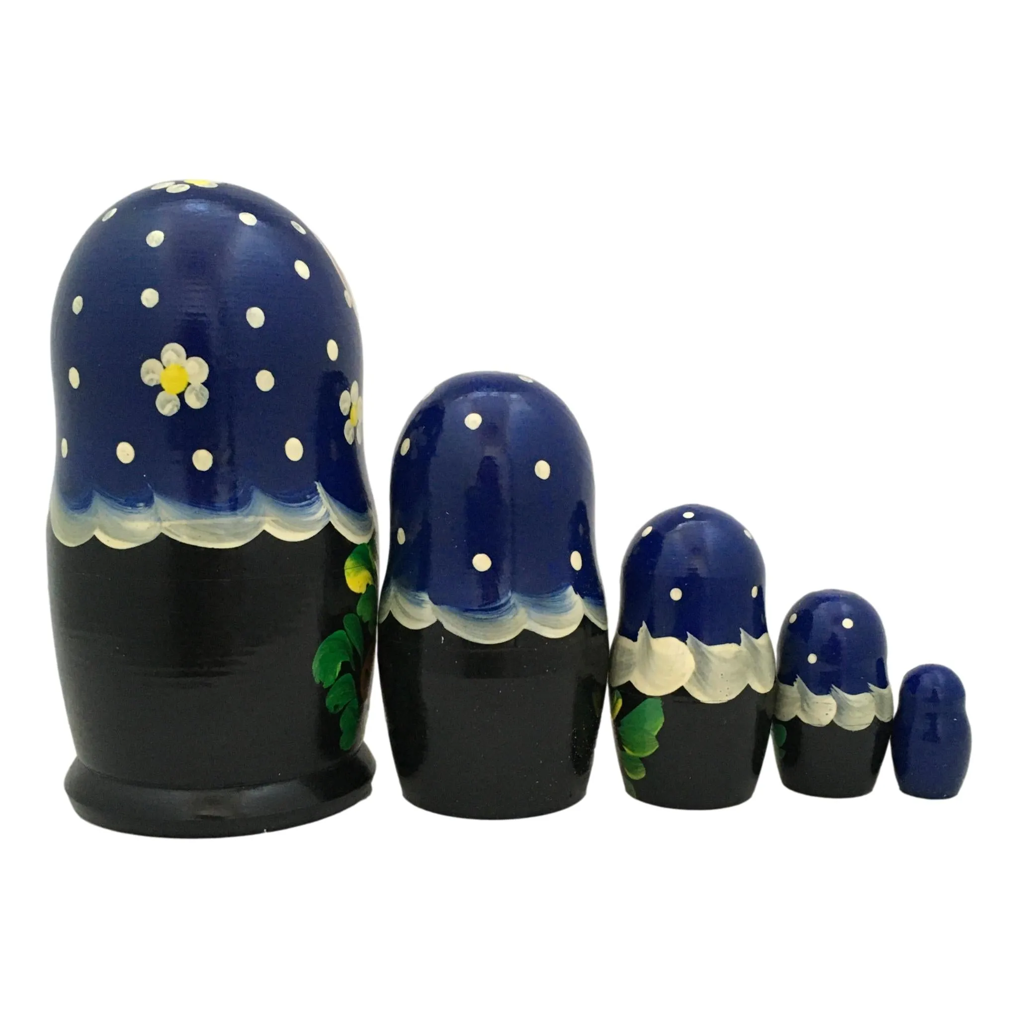 Traditional Nesting dolls Blue Polka Dots