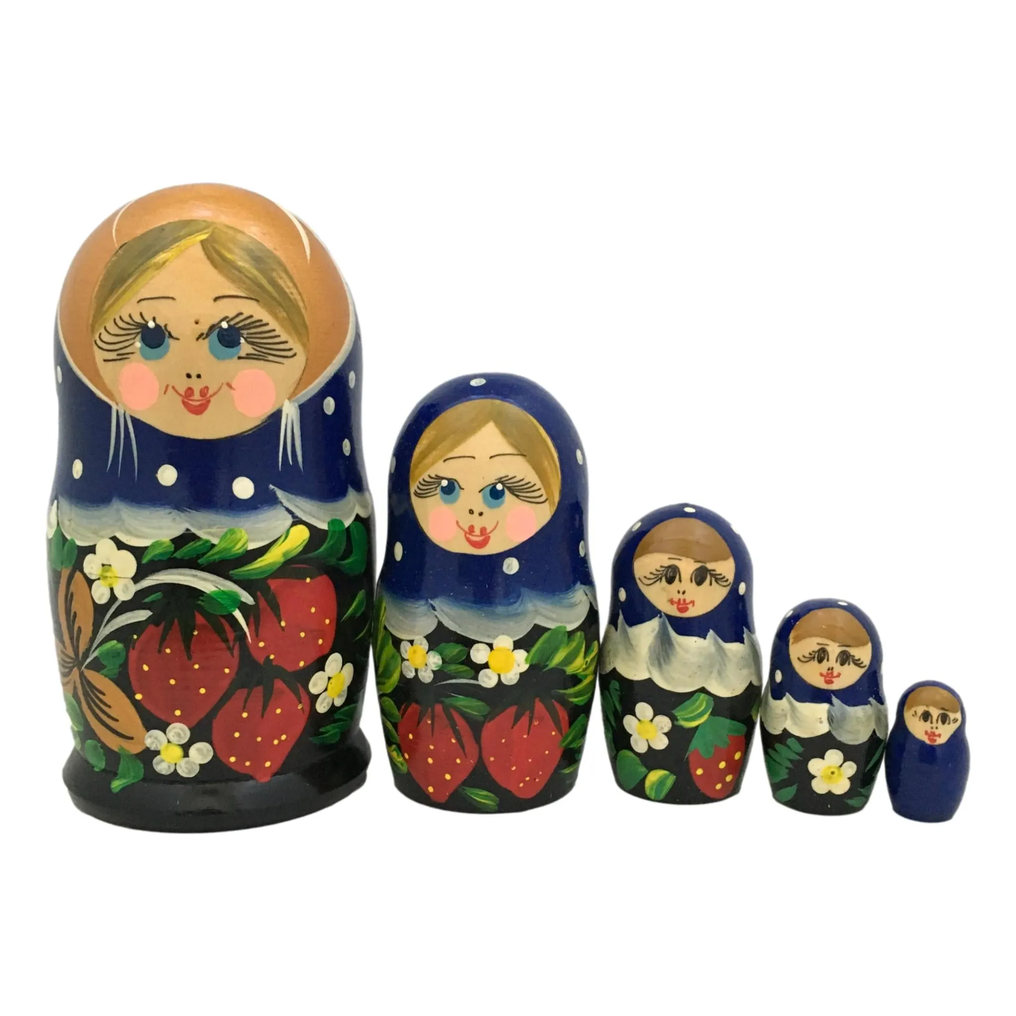 Traditional Nesting dolls Blue Polka Dots