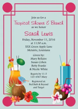 TROPICAL DRINKS CUSTOM INVITATION
