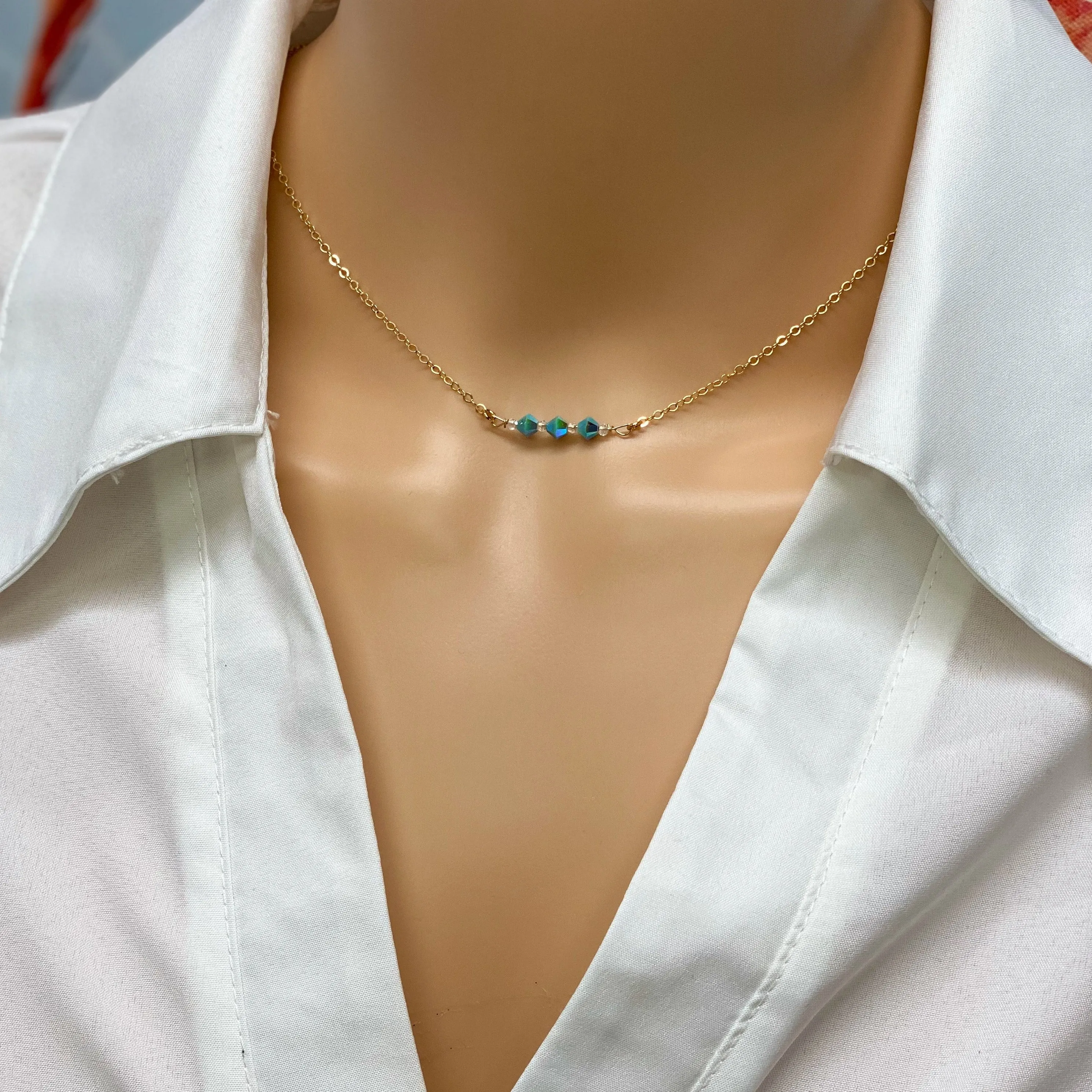 Turquoise Crystal Bar Necklace