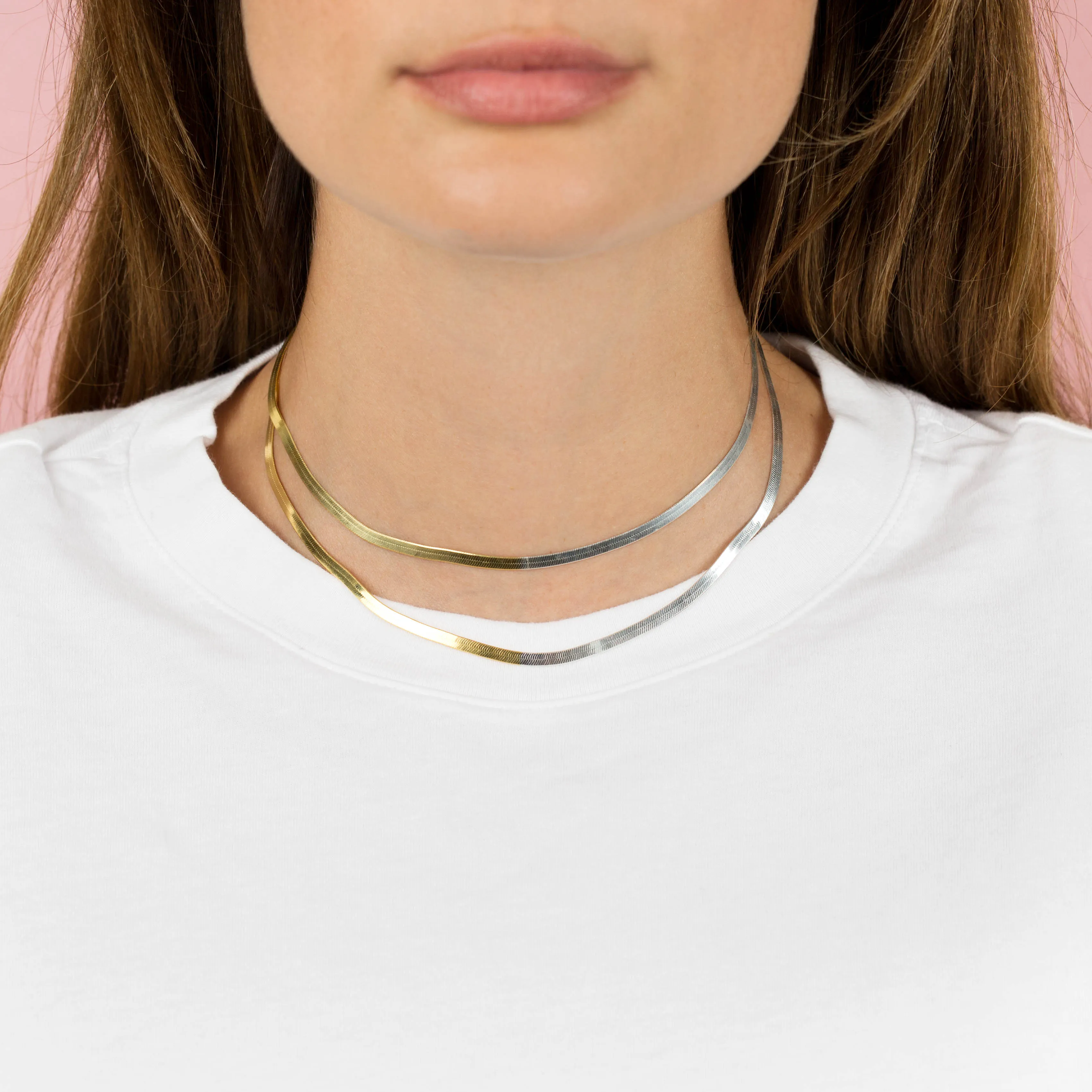 Two Tone Herringbone Necklace