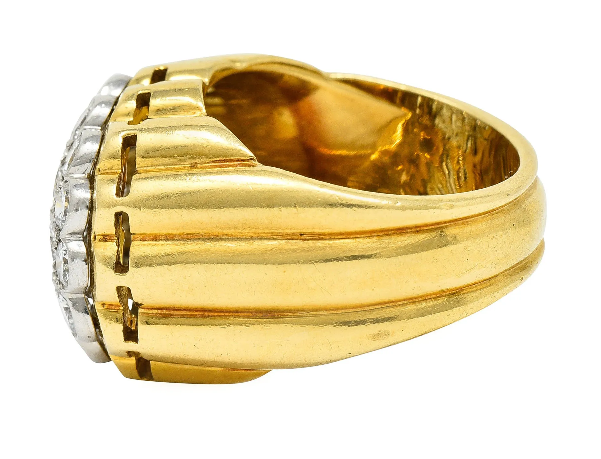 Van Cleef & Arpels 1970's 2.65 CTW Pave Diamond Platinum 18 Karat Gold Band Vintage Ring