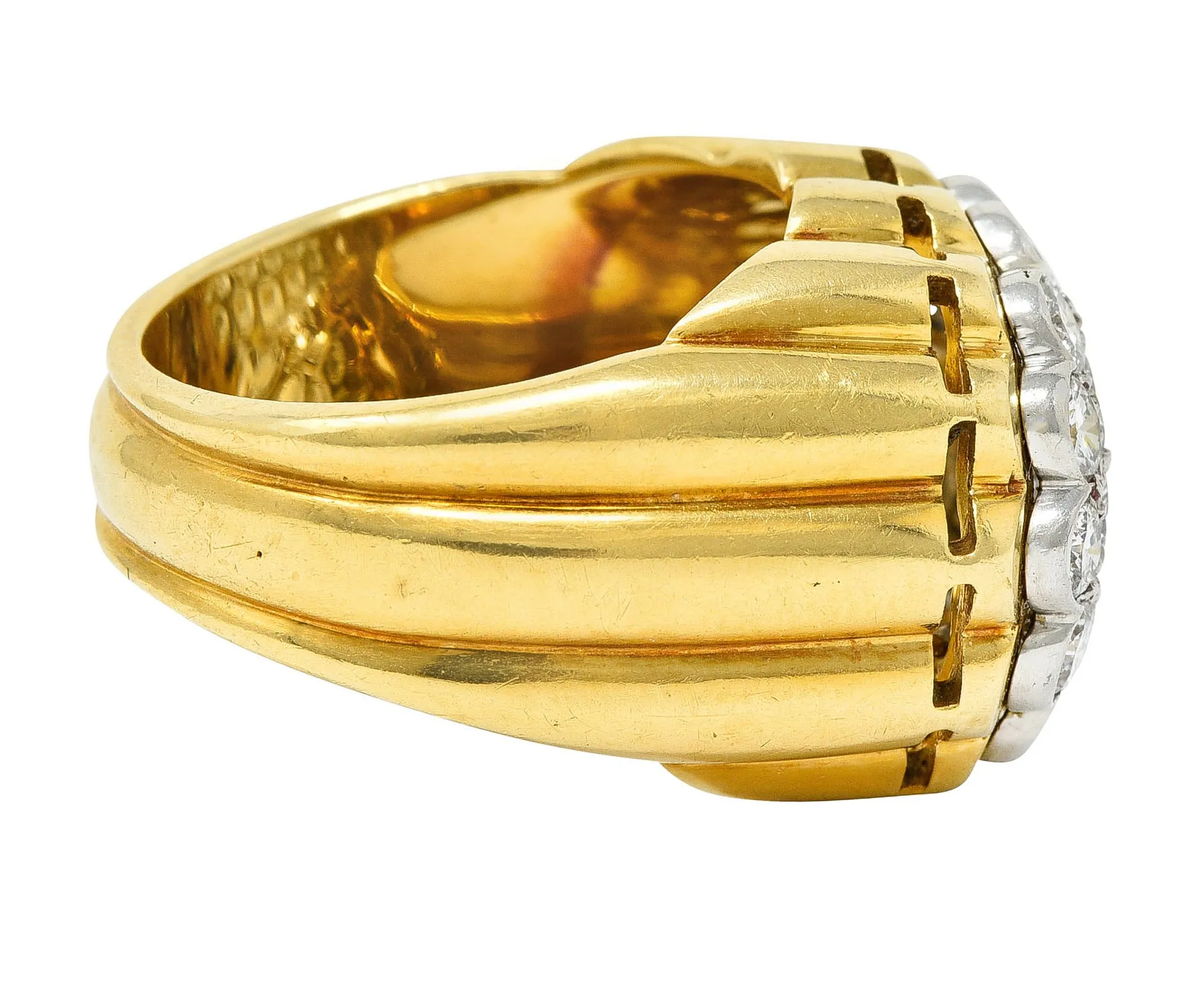 Van Cleef & Arpels 1970's 2.65 CTW Pave Diamond Platinum 18 Karat Gold Band Vintage Ring