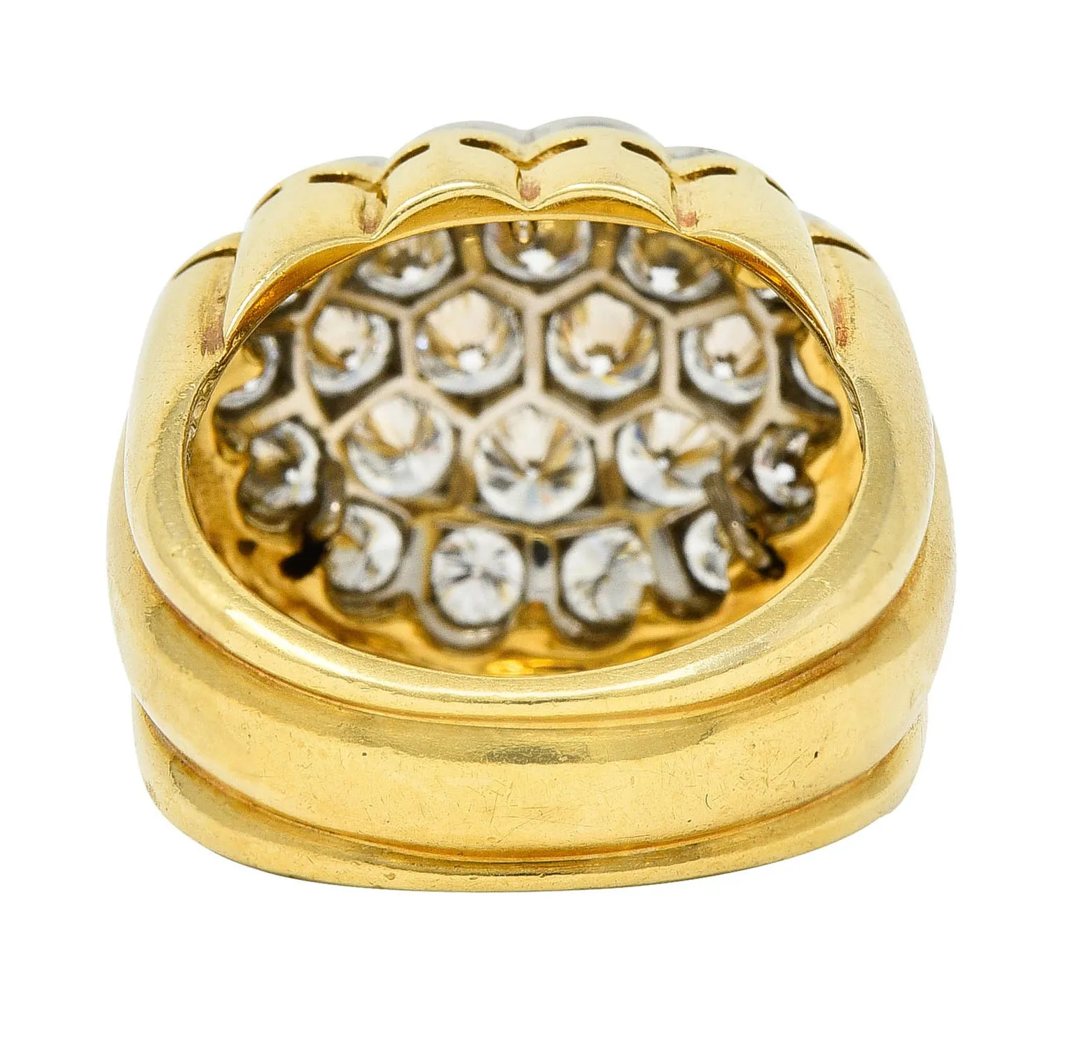 Van Cleef & Arpels 1970's 2.65 CTW Pave Diamond Platinum 18 Karat Gold Band Vintage Ring