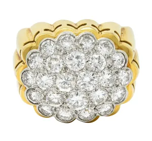 Van Cleef & Arpels 1970's 2.65 CTW Pave Diamond Platinum 18 Karat Gold Band Vintage Ring