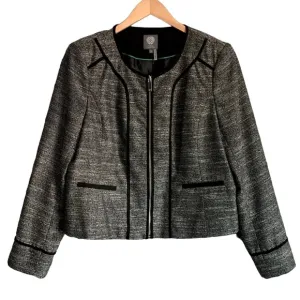 Vince Camuto Black Textured Zip Front Blazer Jacket Size 14