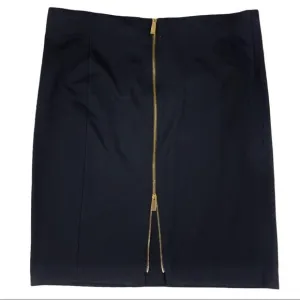 Vince Camuto Size 6 Black Side Zip Straight Skirt Exposed Back Goldtone Zipper