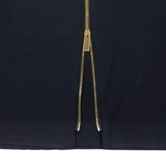 Vince Camuto Size 6 Black Side Zip Straight Skirt Exposed Back Goldtone Zipper
