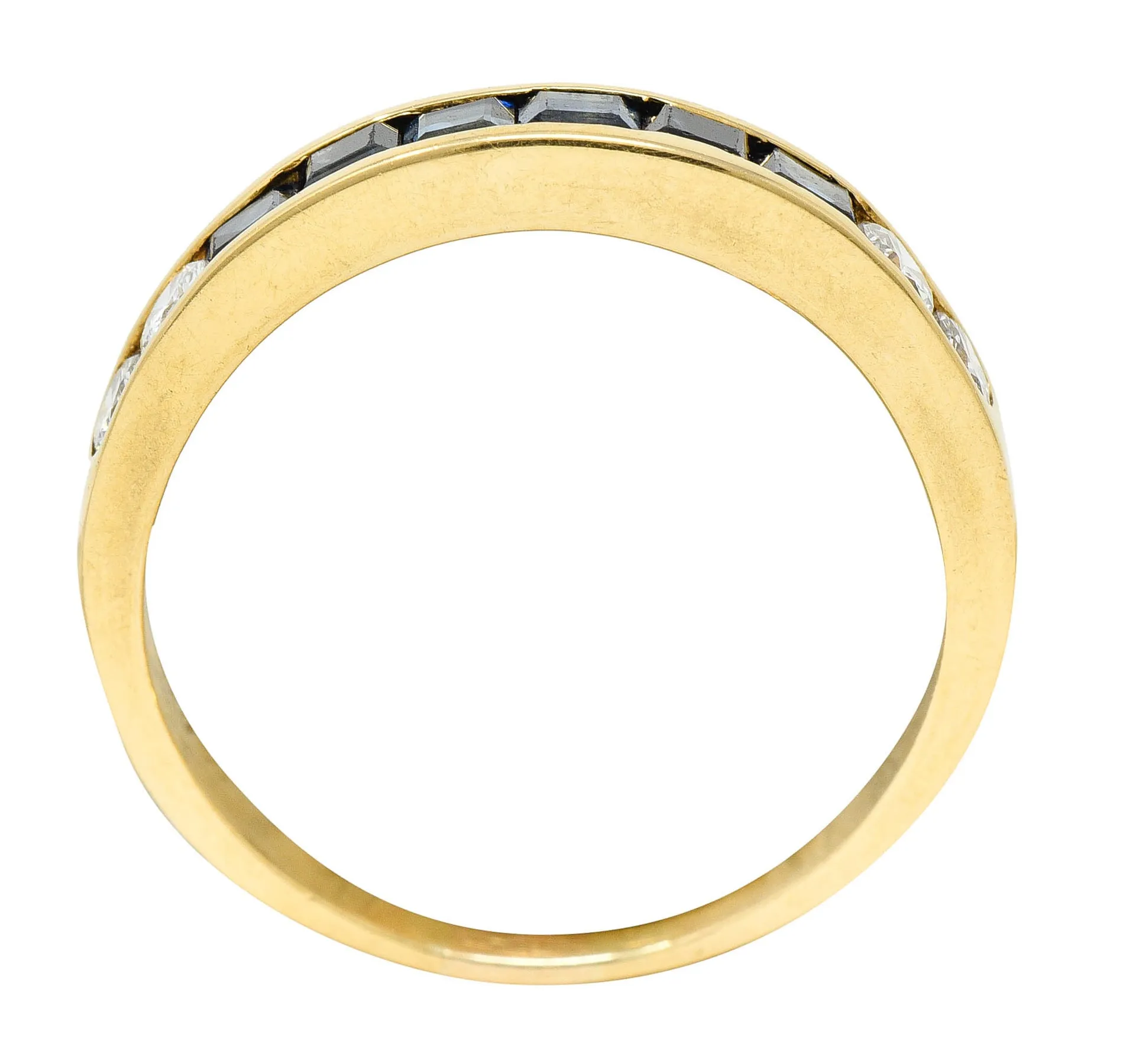Vintage 0.80 CTW Sapphire Diamond 18 Karat Gold Channel Band Ring