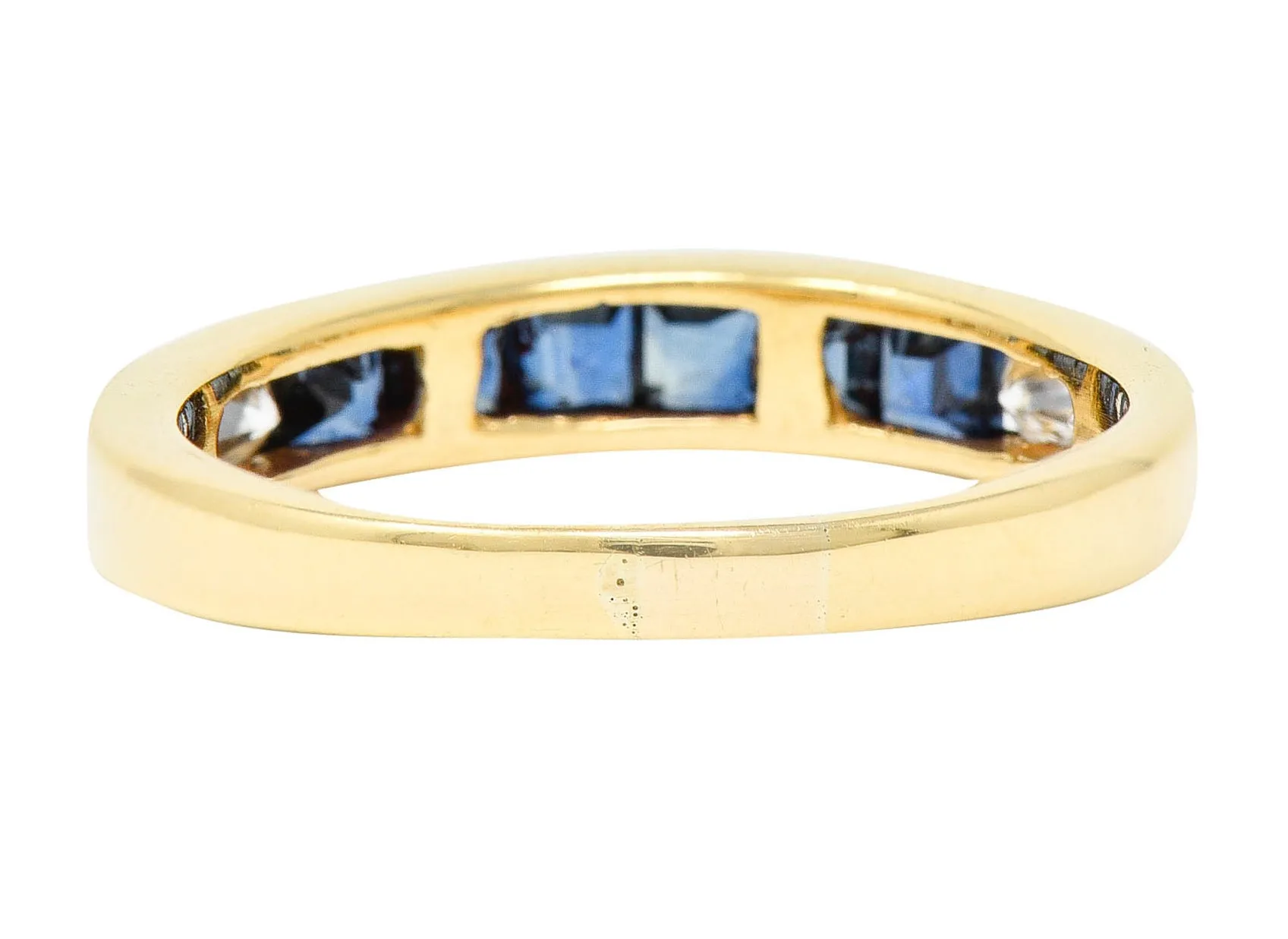 Vintage 0.80 CTW Sapphire Diamond 18 Karat Gold Channel Band Ring