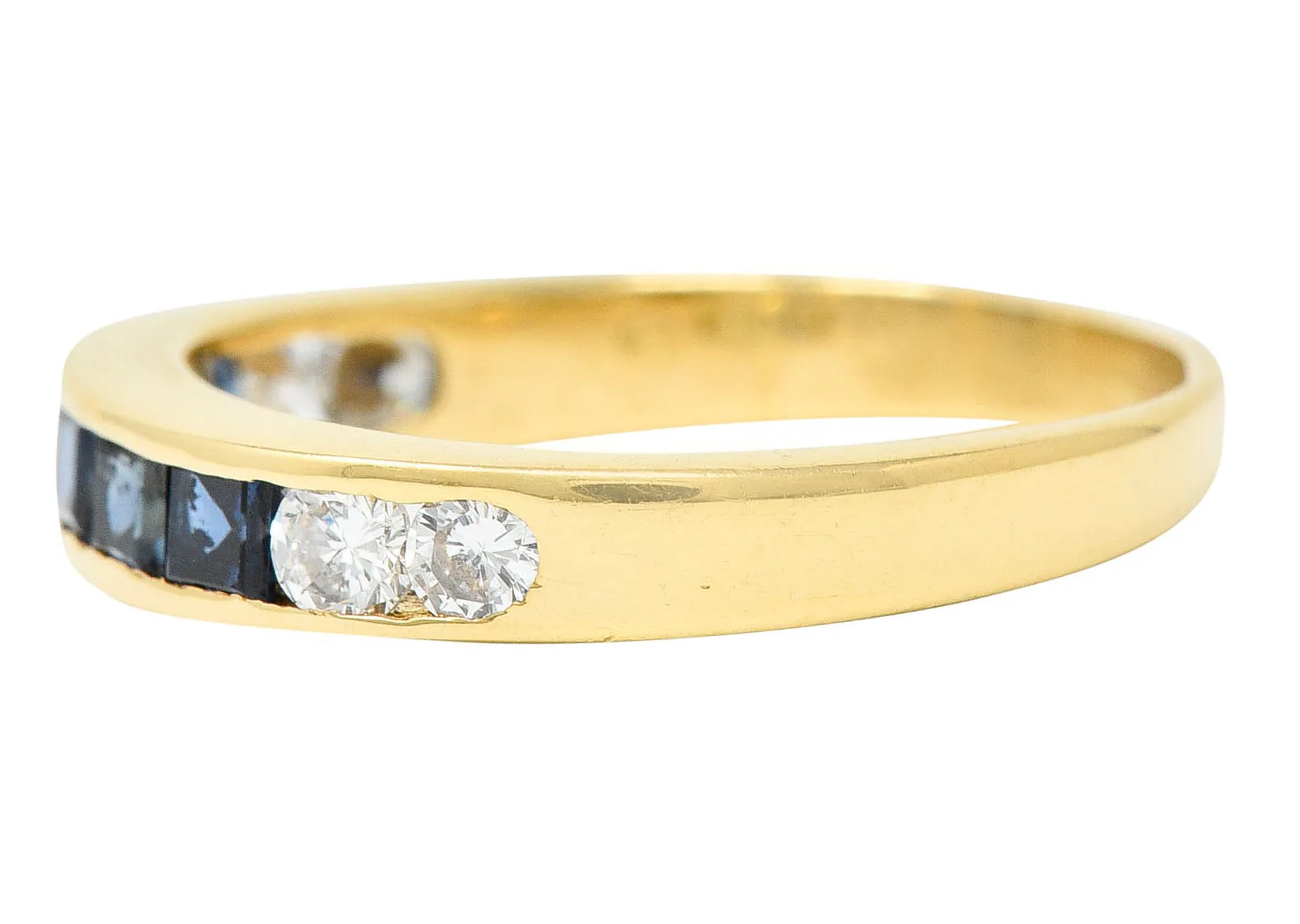 Vintage 0.80 CTW Sapphire Diamond 18 Karat Gold Channel Band Ring