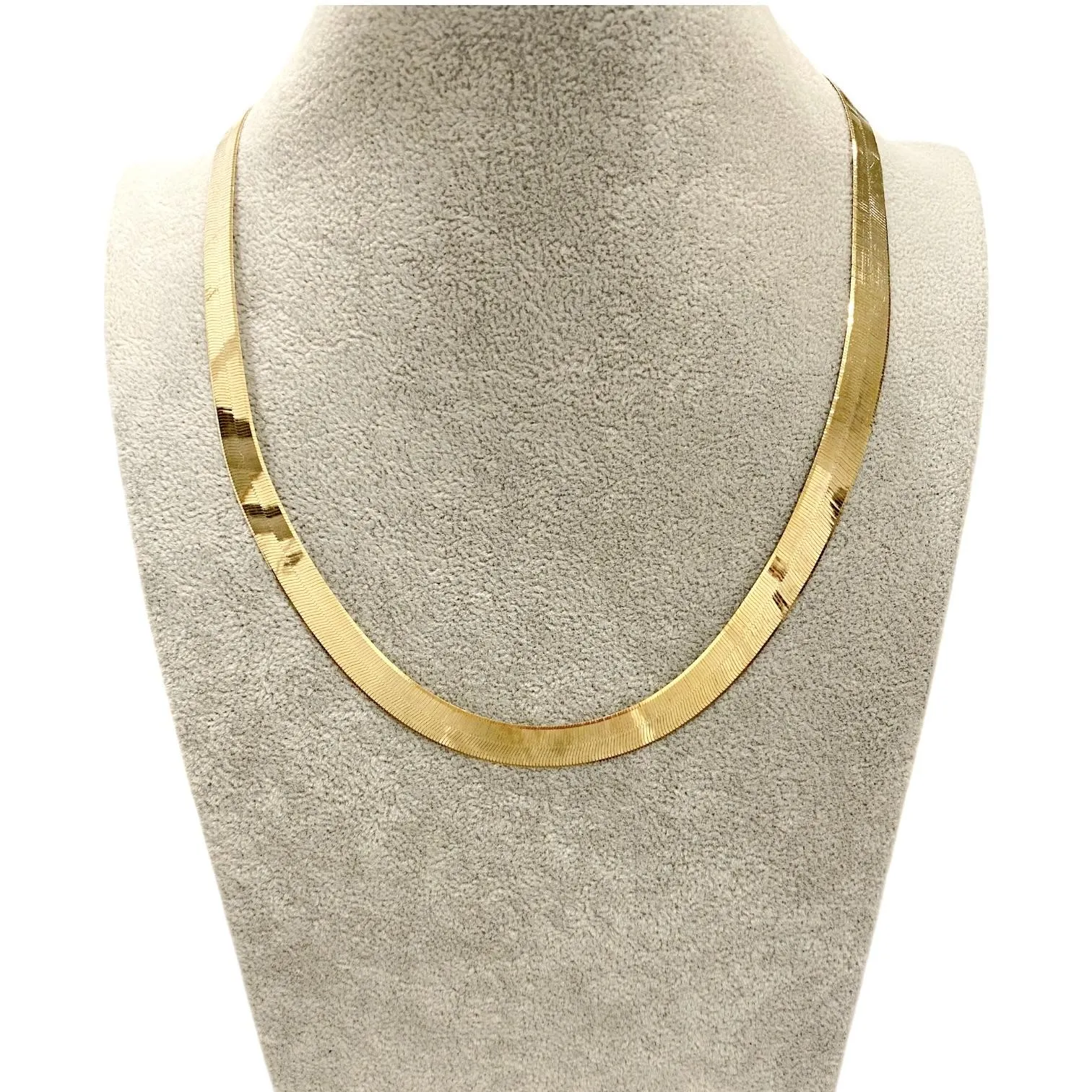 Vintage 10K Gold Large Herringbone Chain Necklace 20"