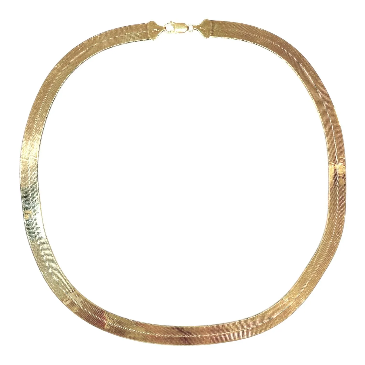 Vintage 10K Gold Large Herringbone Chain Necklace 20"