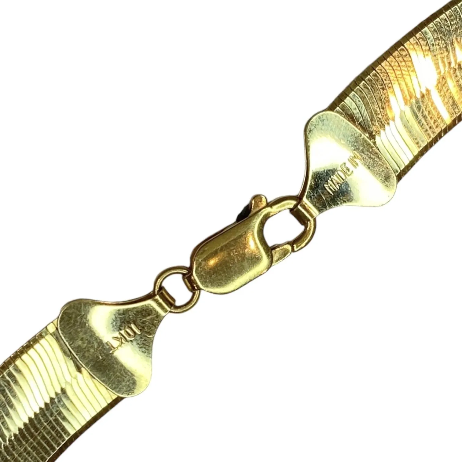 Vintage 10K Gold Large Herringbone Chain Necklace 20"