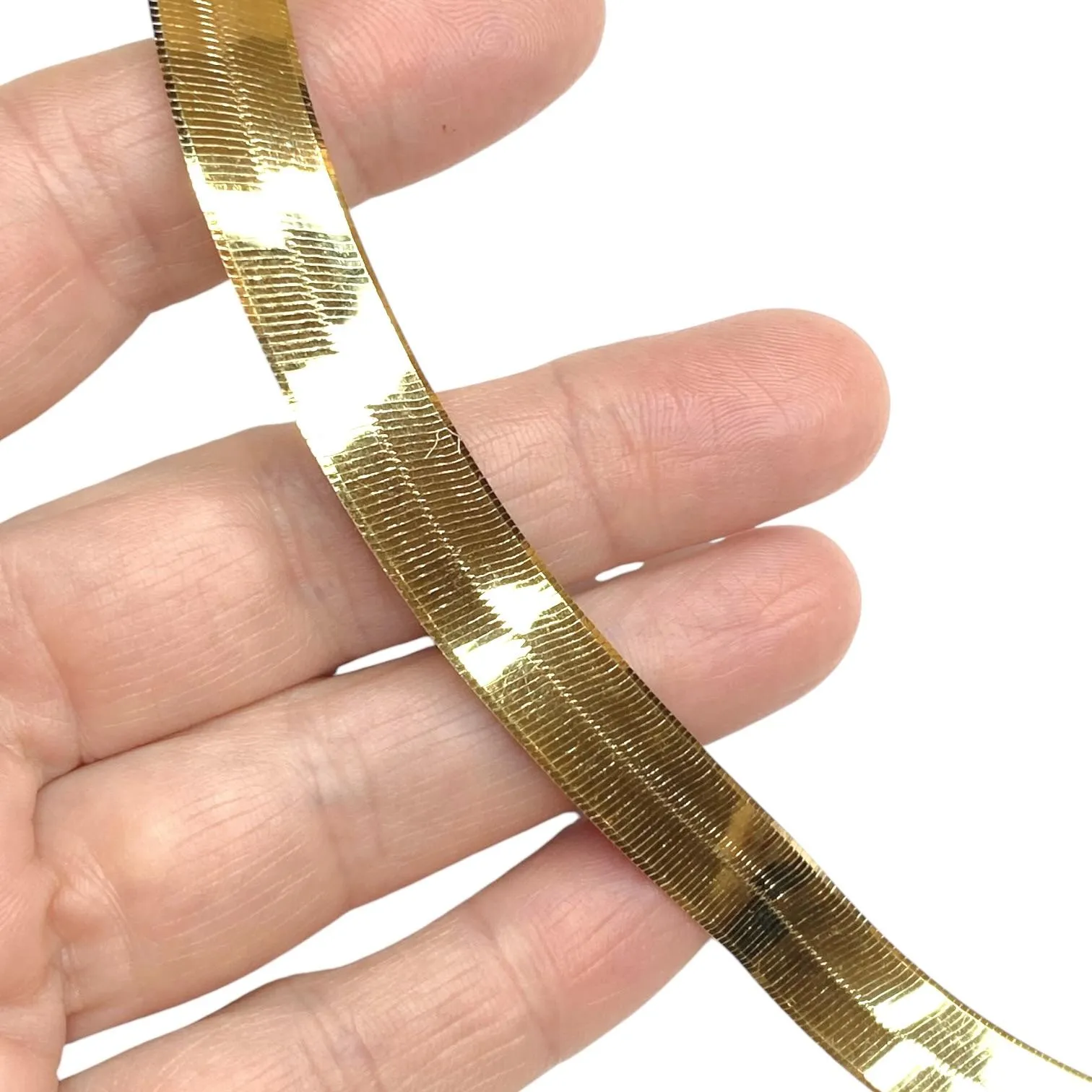 Vintage 10K Gold Large Herringbone Chain Necklace 20"