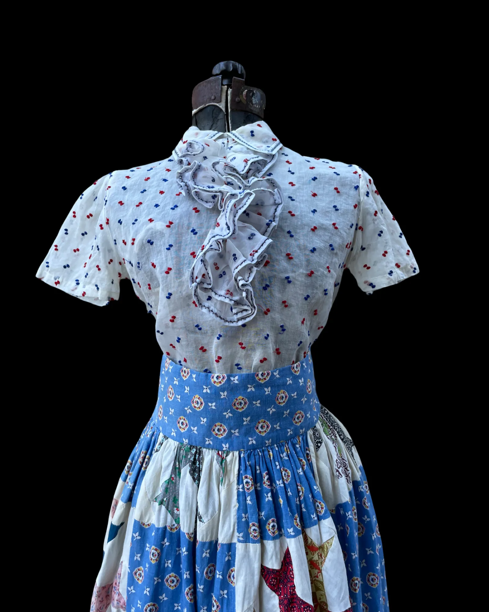 Vintage 1930s Polka Dot Organdy Blouse