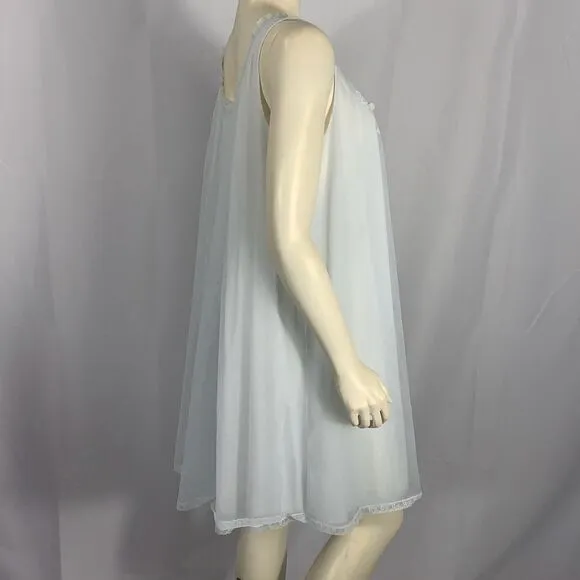 Vintage 1960s Pale Powder Blue Sheer Babydoll Nightgown | Small | by Vanity Fair