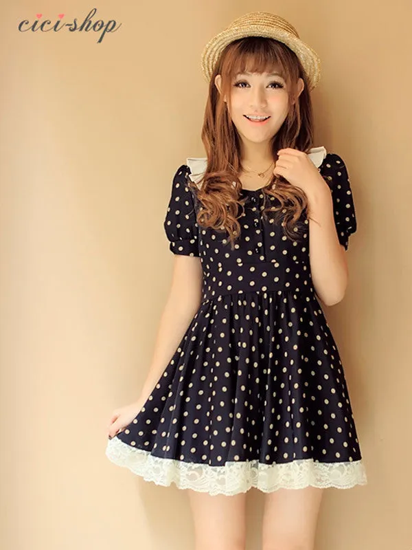 vintage collared polka dot dress