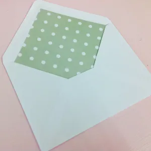 Vintage Green Polka Dot envelope liners - Pack of 10