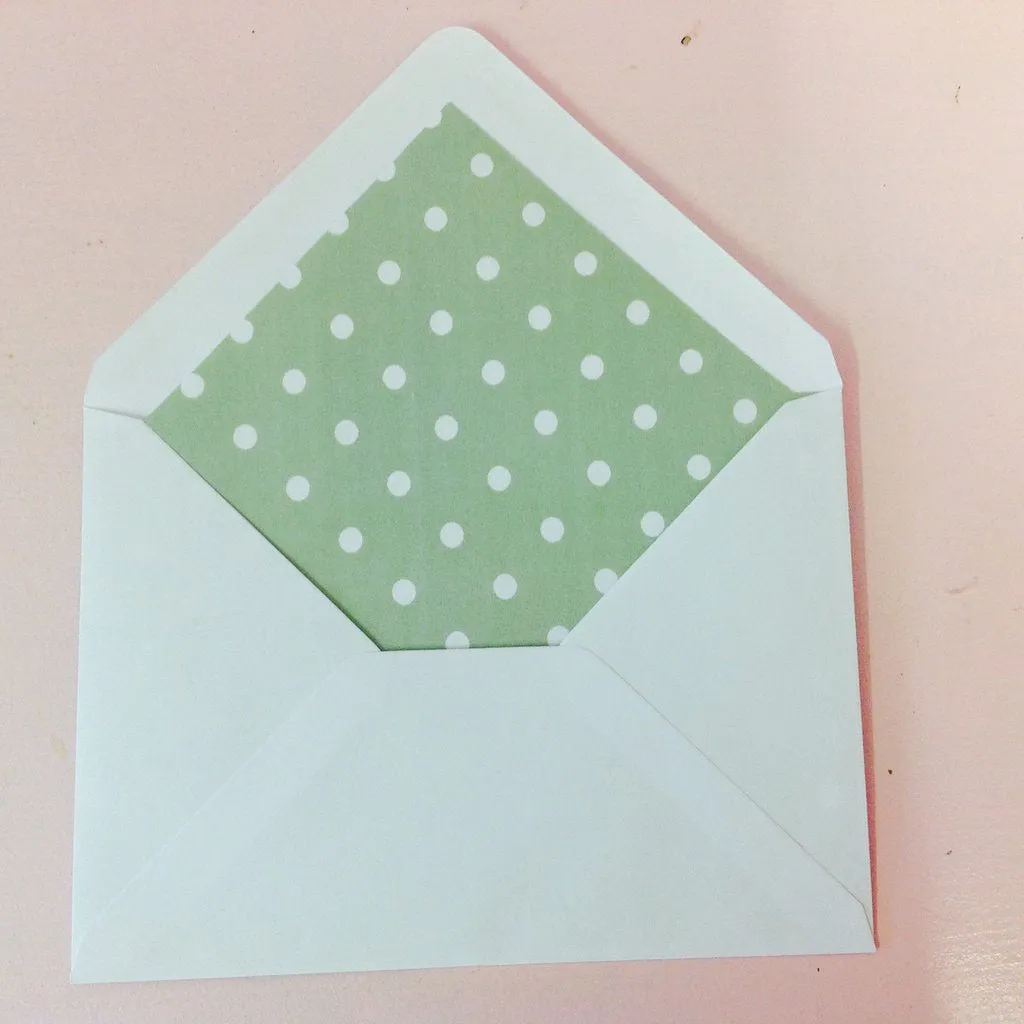Vintage Green Polka Dot envelope liners - Pack of 10