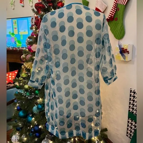 Vintage Handmade OOAK Mod 1960s Sheer Triple Tie Polka Dot Kimono Lingerie Robe