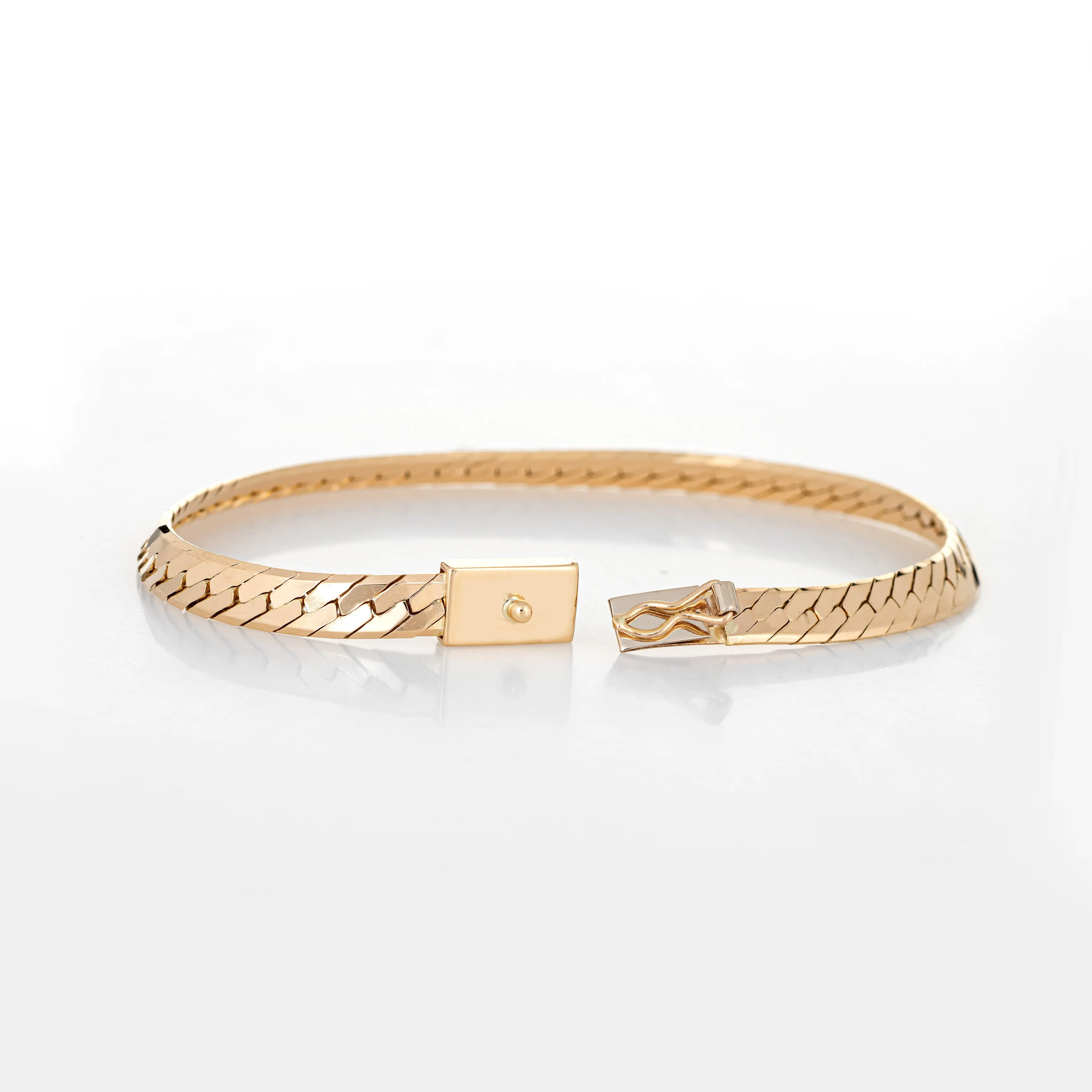 Vintage Herringbone Bracelet 5mm Wide 14k Yellow Gold Italy Estate Fine Jewelry