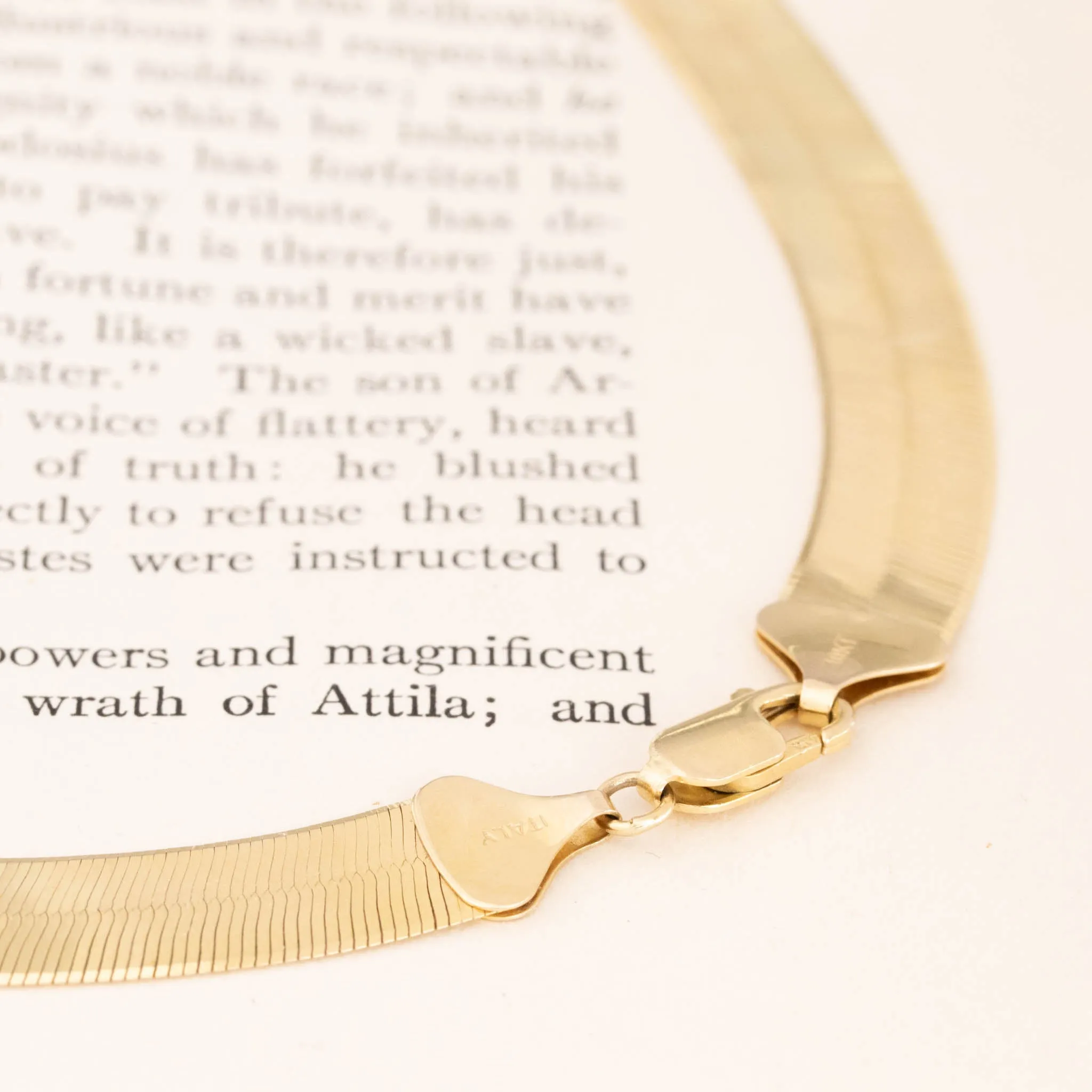 Vintage Long Herringbone Necklace, Italian