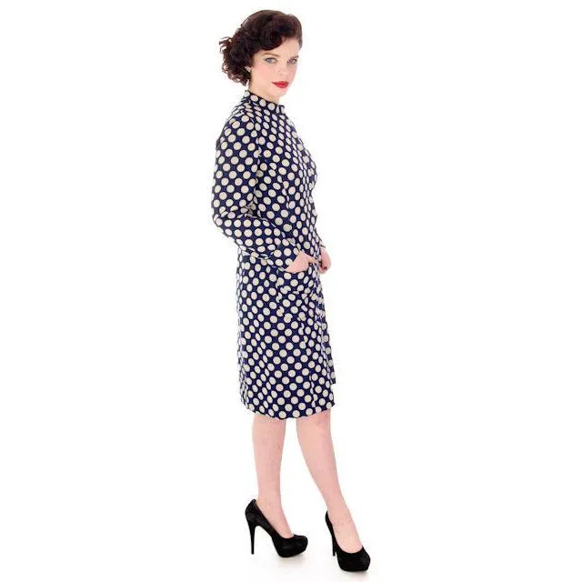 Vintage Mod Polka Dot Dress Adele Simpson 1960S 38-36-44