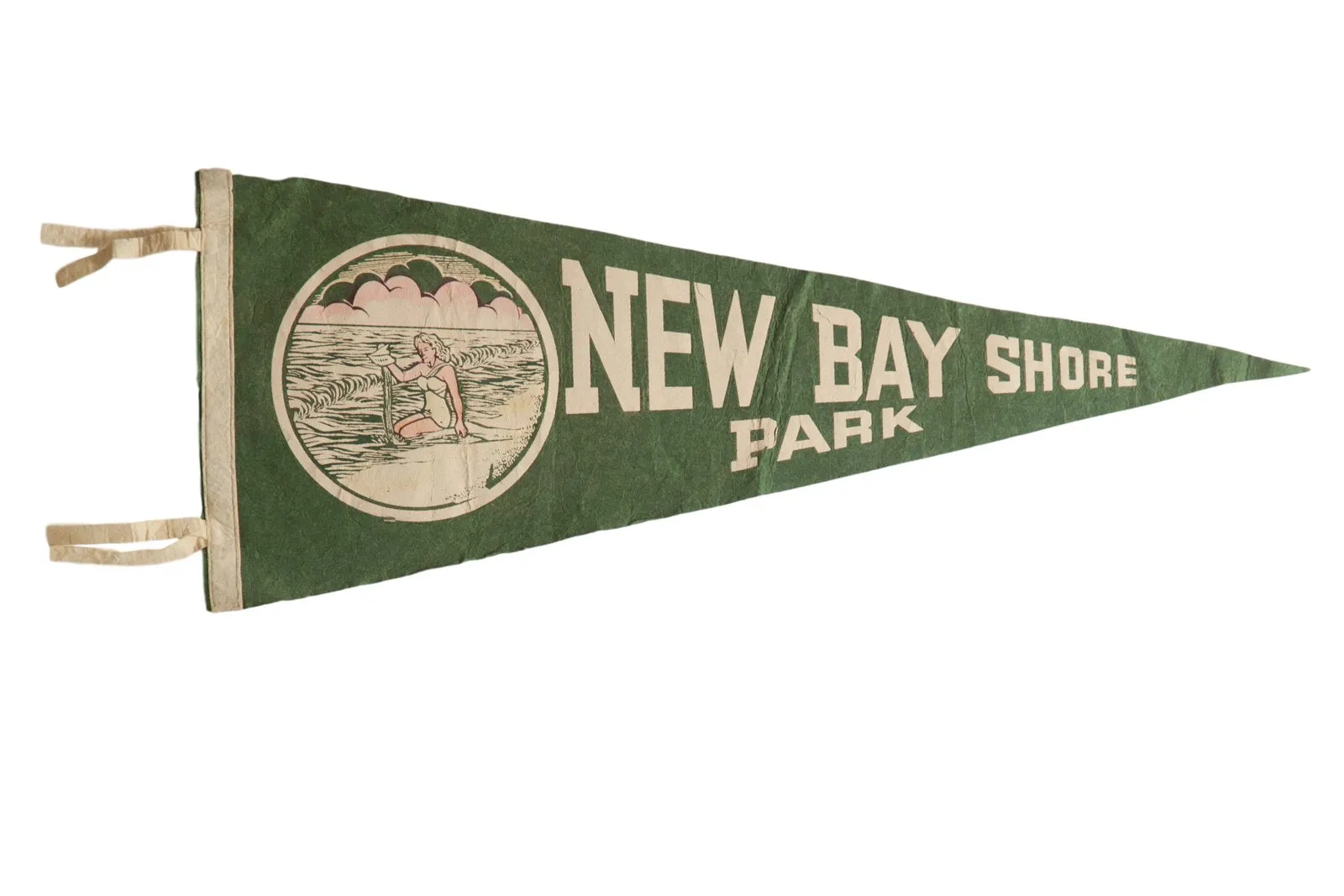 Vintage New Bay Shore Park Felt Flag Pennant