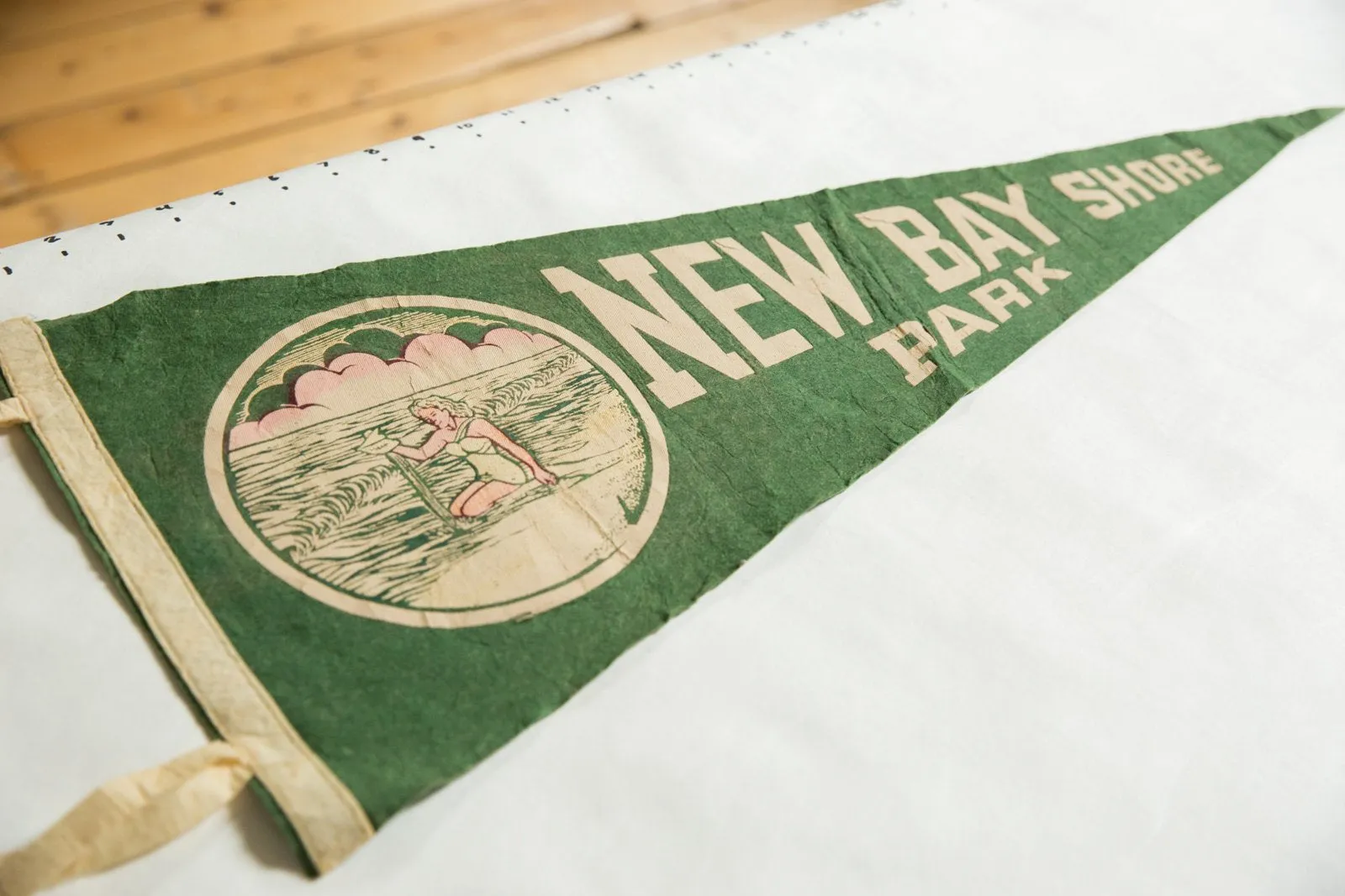 Vintage New Bay Shore Park Felt Flag Pennant