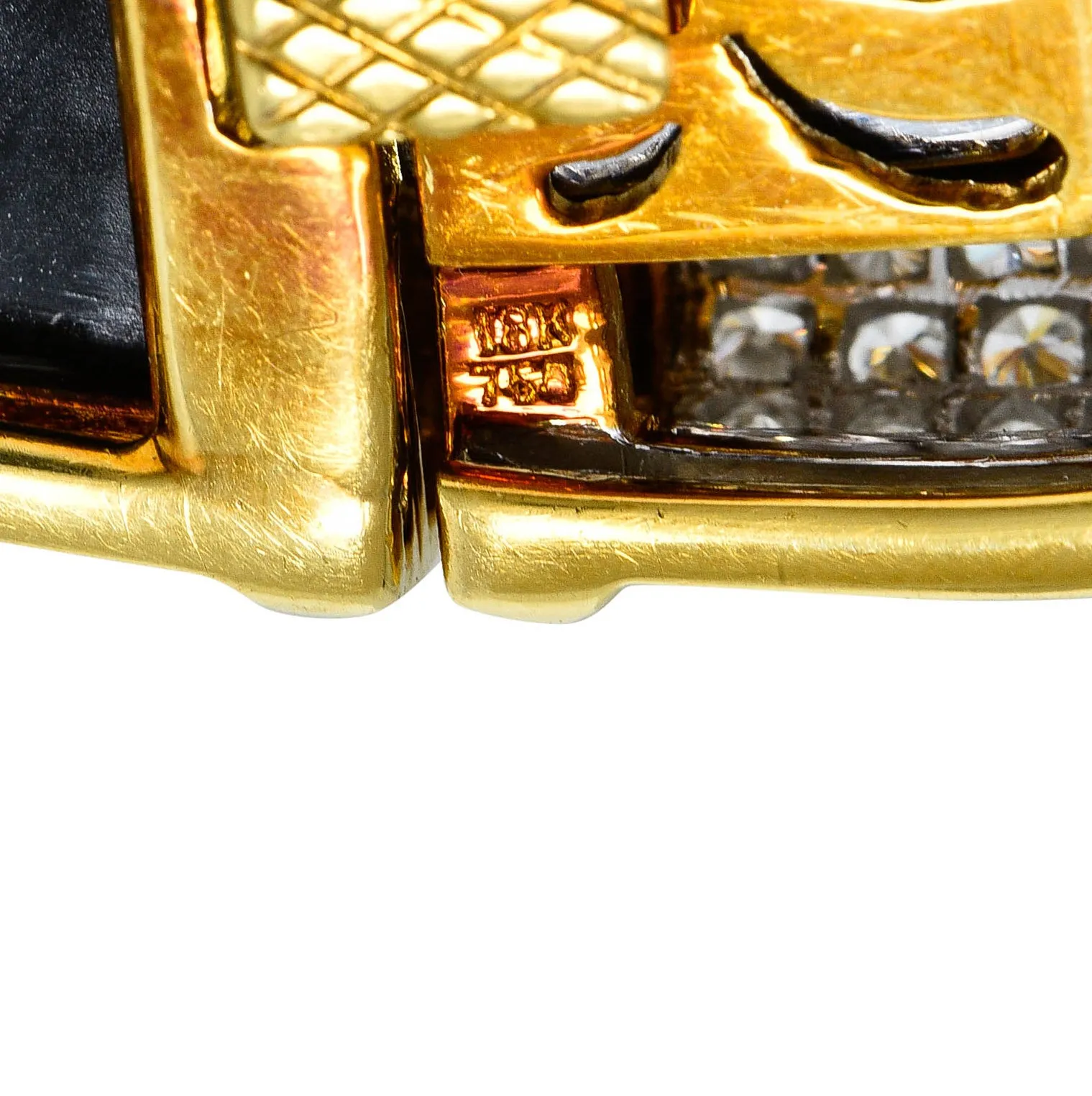 Vintage Onyx 9.60 CTW Pave Diamond 18 Karat Gold Collar Necklace