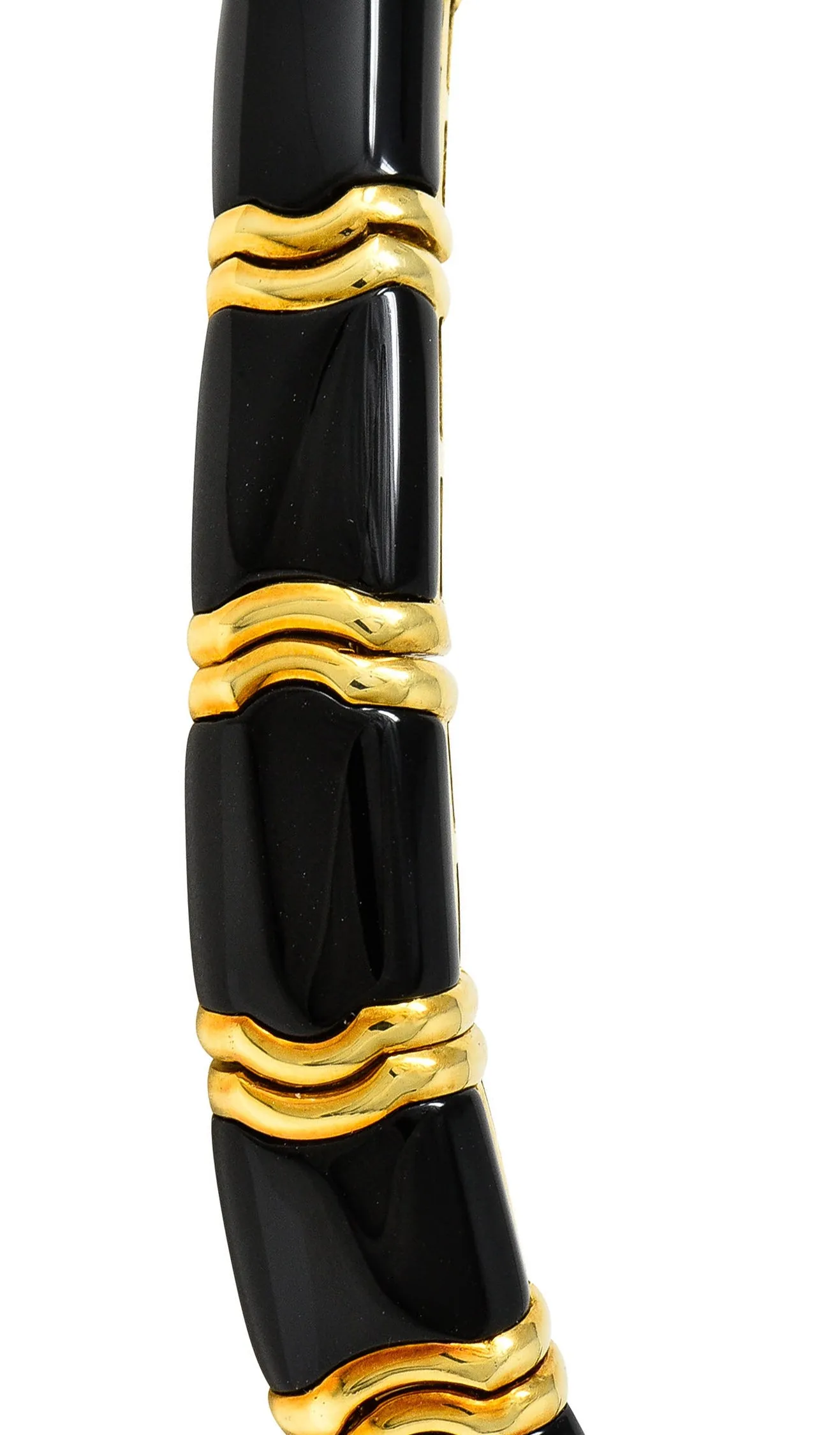 Vintage Onyx 9.60 CTW Pave Diamond 18 Karat Gold Collar Necklace