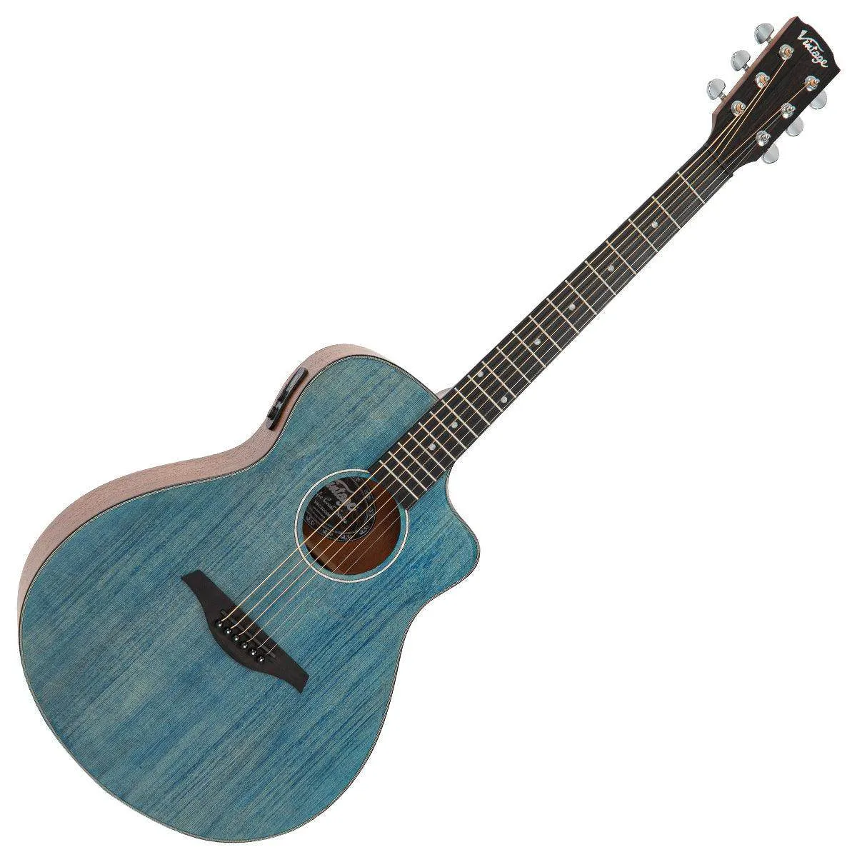 Vintage Pacific Coast Series Electro-Acoustic Guitar ~ Denim Blue